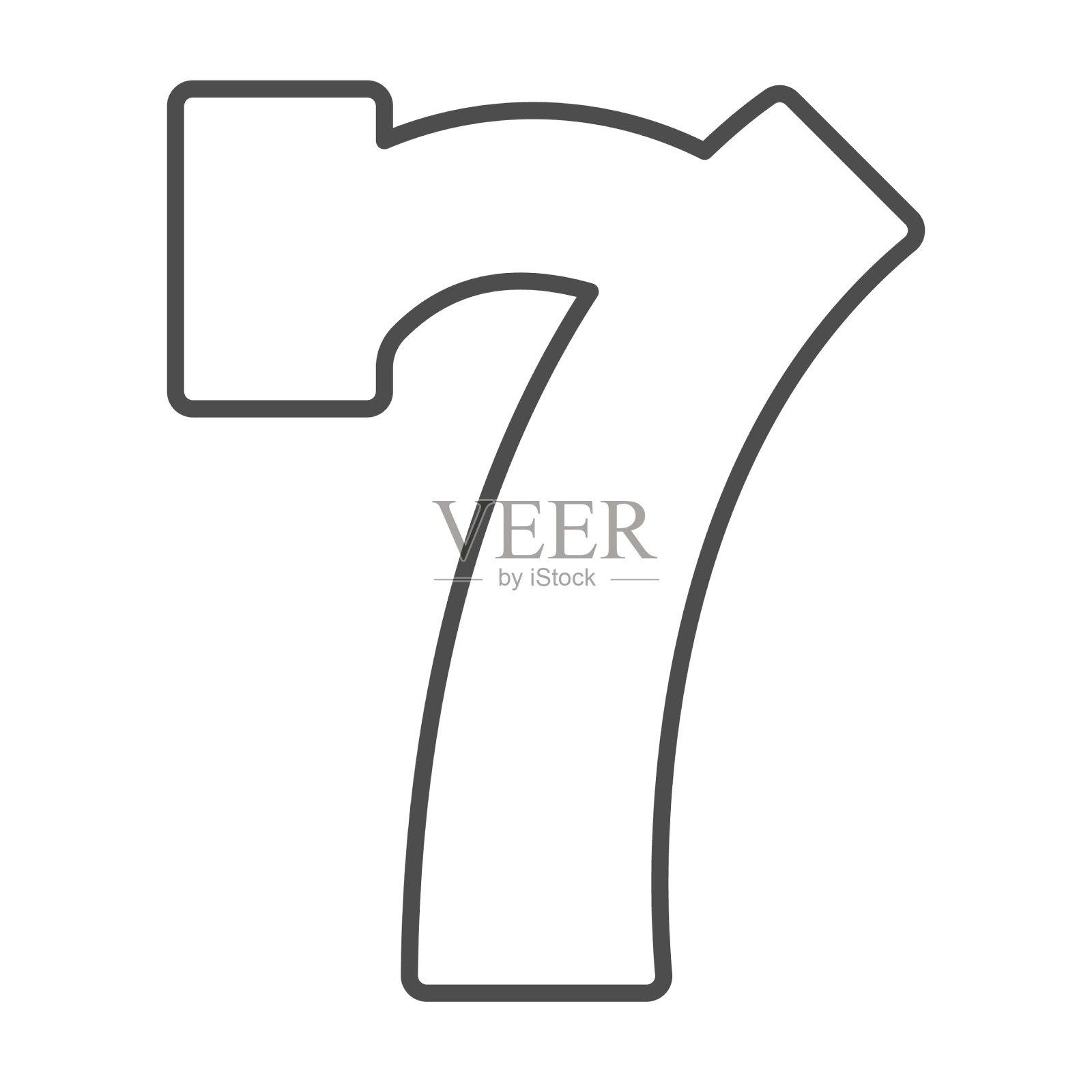 幸运七老虎机7瘦线图标插画图片素材