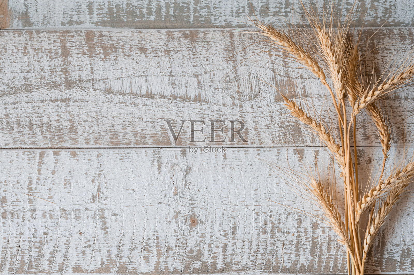 木桌上的麦穗近景照片摄影图片