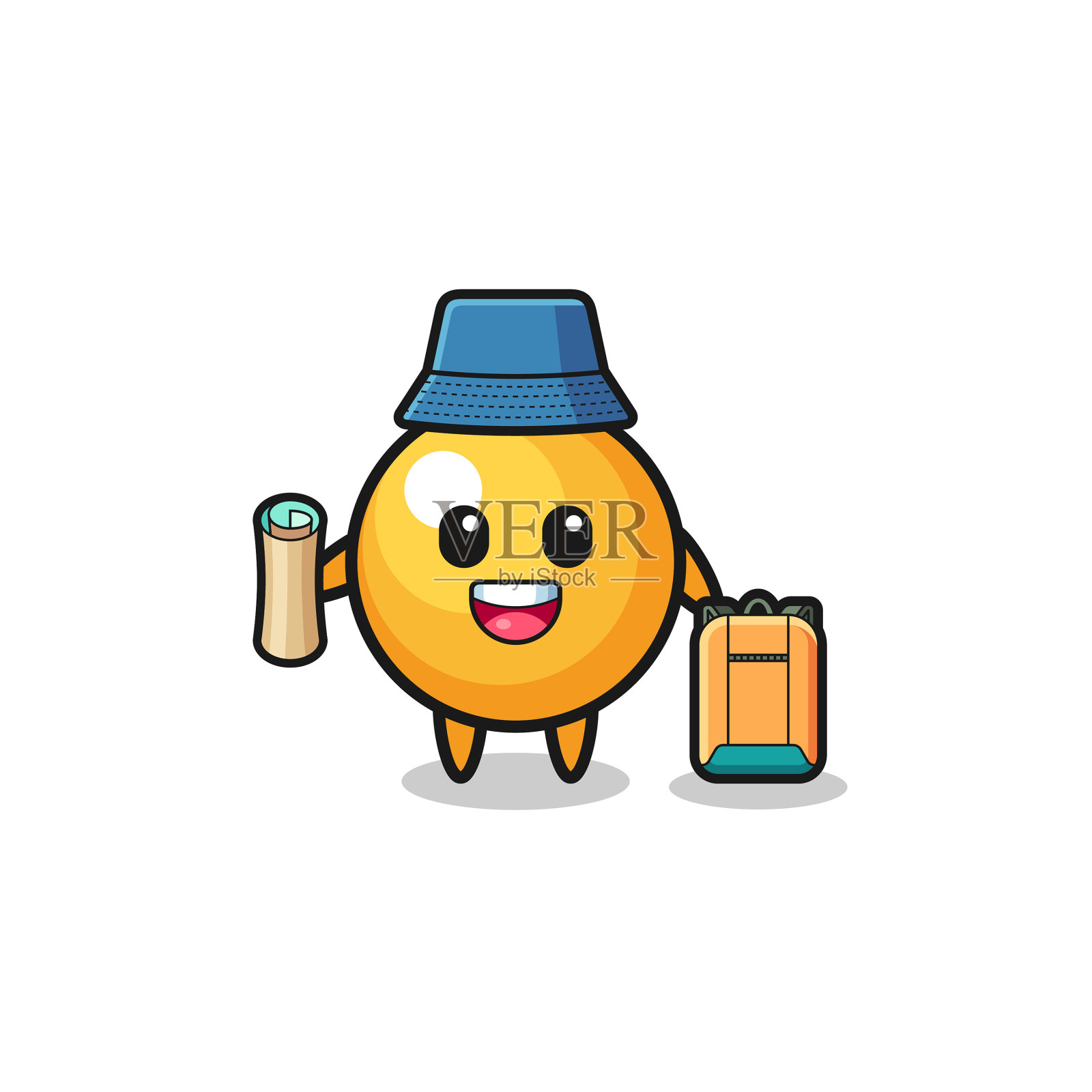 乒乓球吉祥物人物为徒步旅行者设计元素图片