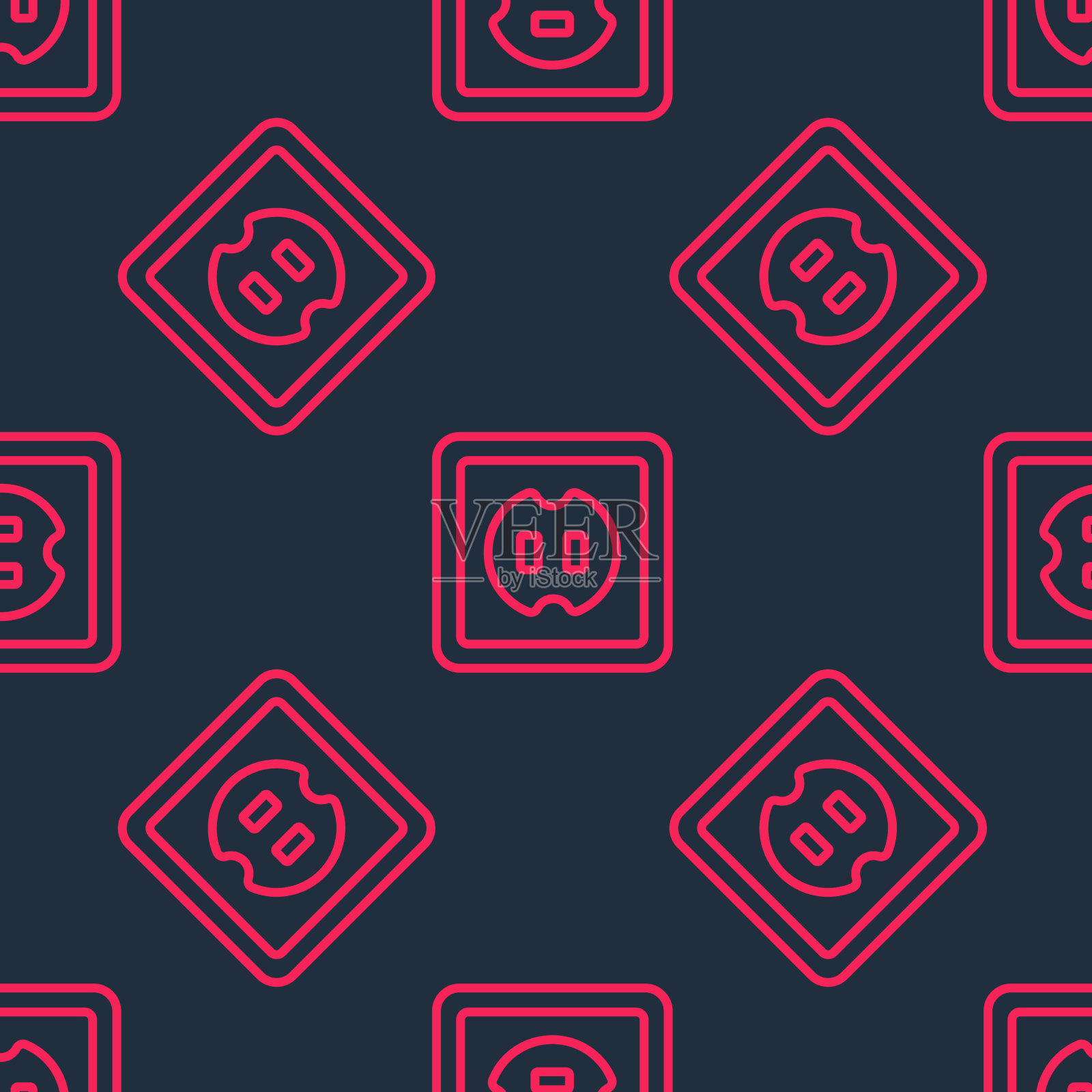 红线电源插座图标隔离无缝图标素材