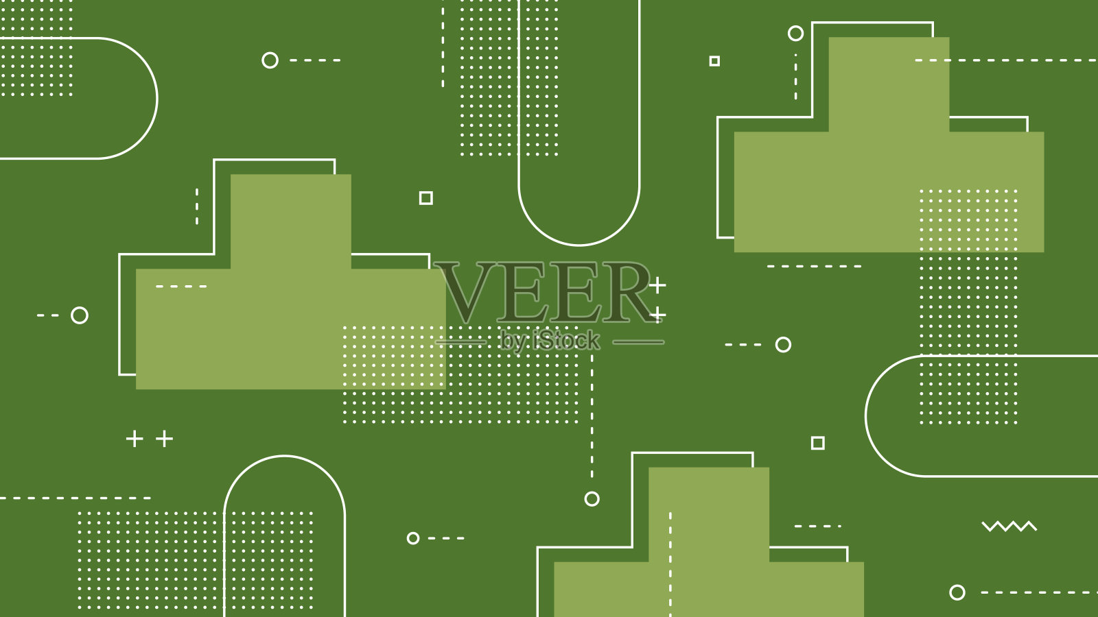 现代抽象背景与复古元素和粉彩绿色插画图片素材