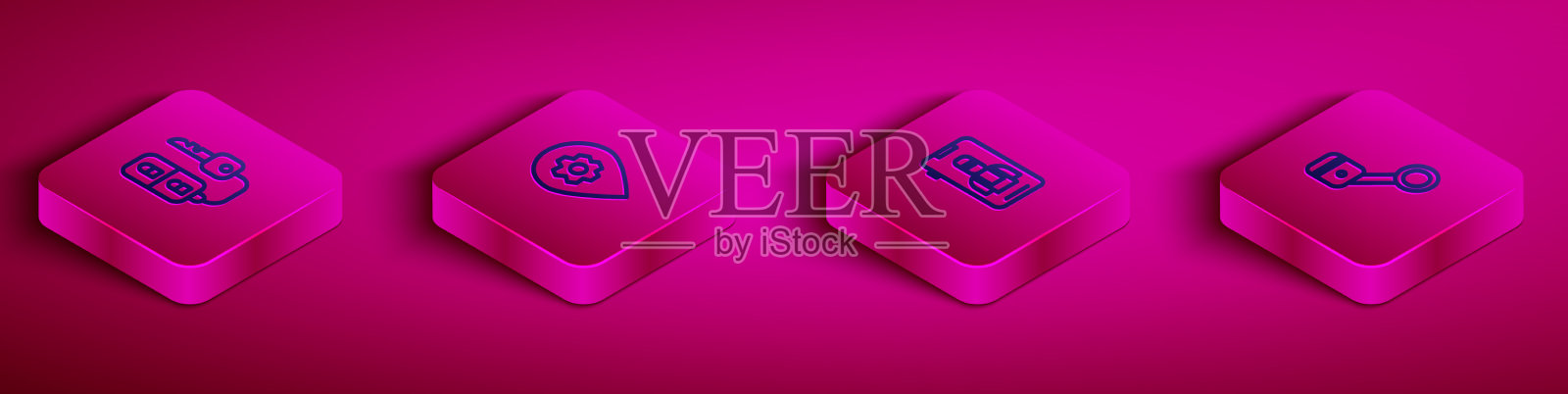 设置等距线车钥匙与远程位置图标素材