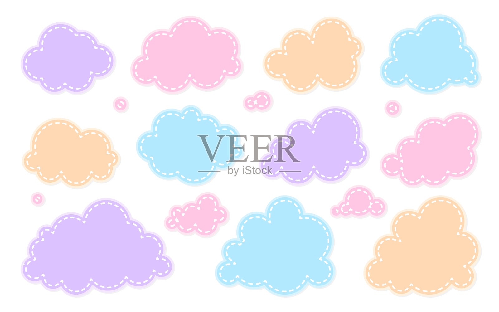 云颜色天气徽章补丁卡通平集图标素材