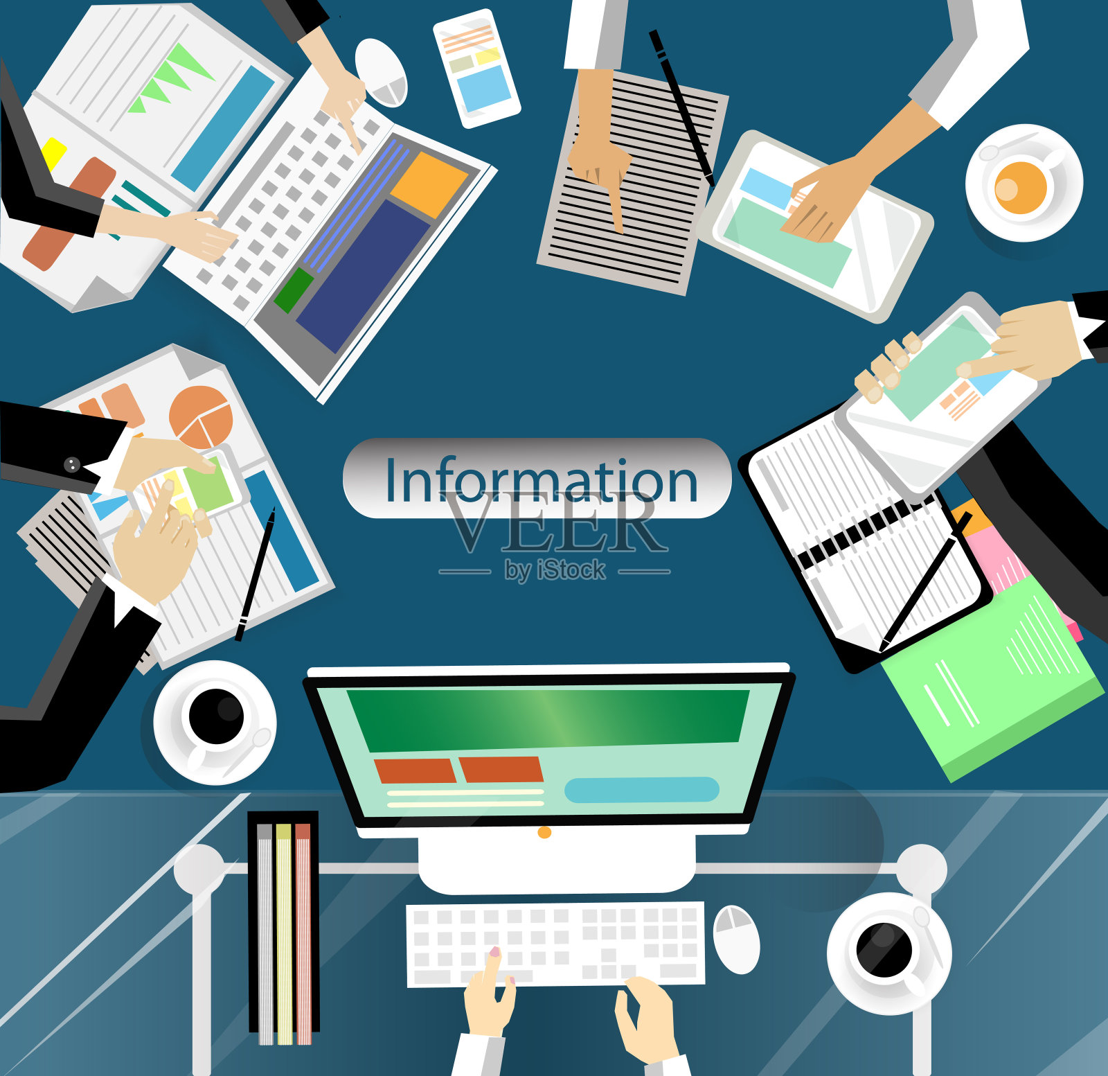 插画商业。设计现代理念和概念思考创意。社交网络,成功,计划,思考,搜索,分析,沟通,未来的想法创新技术。插画图片素材