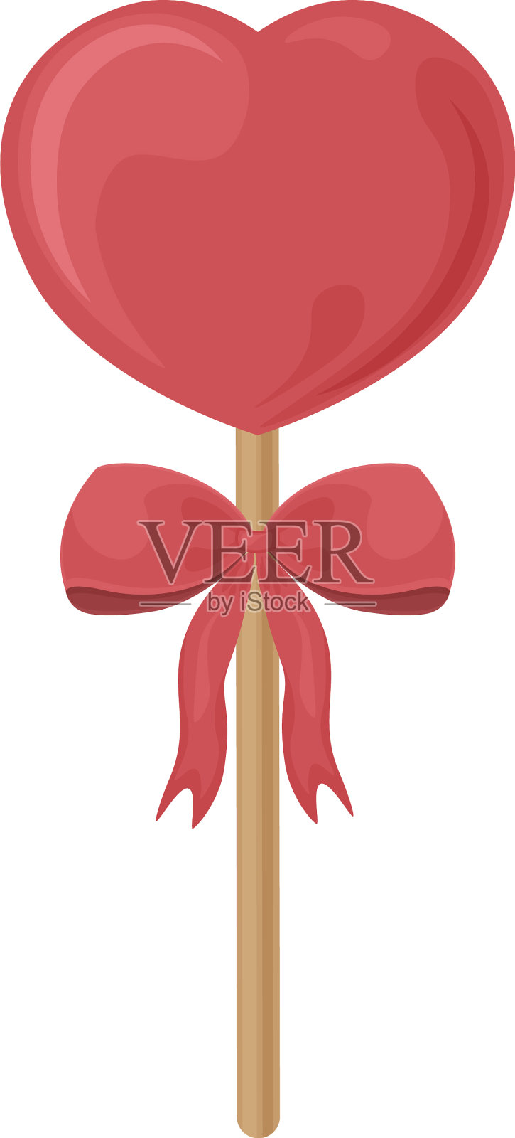鲜红的心形棒棒糖插画图片素材
