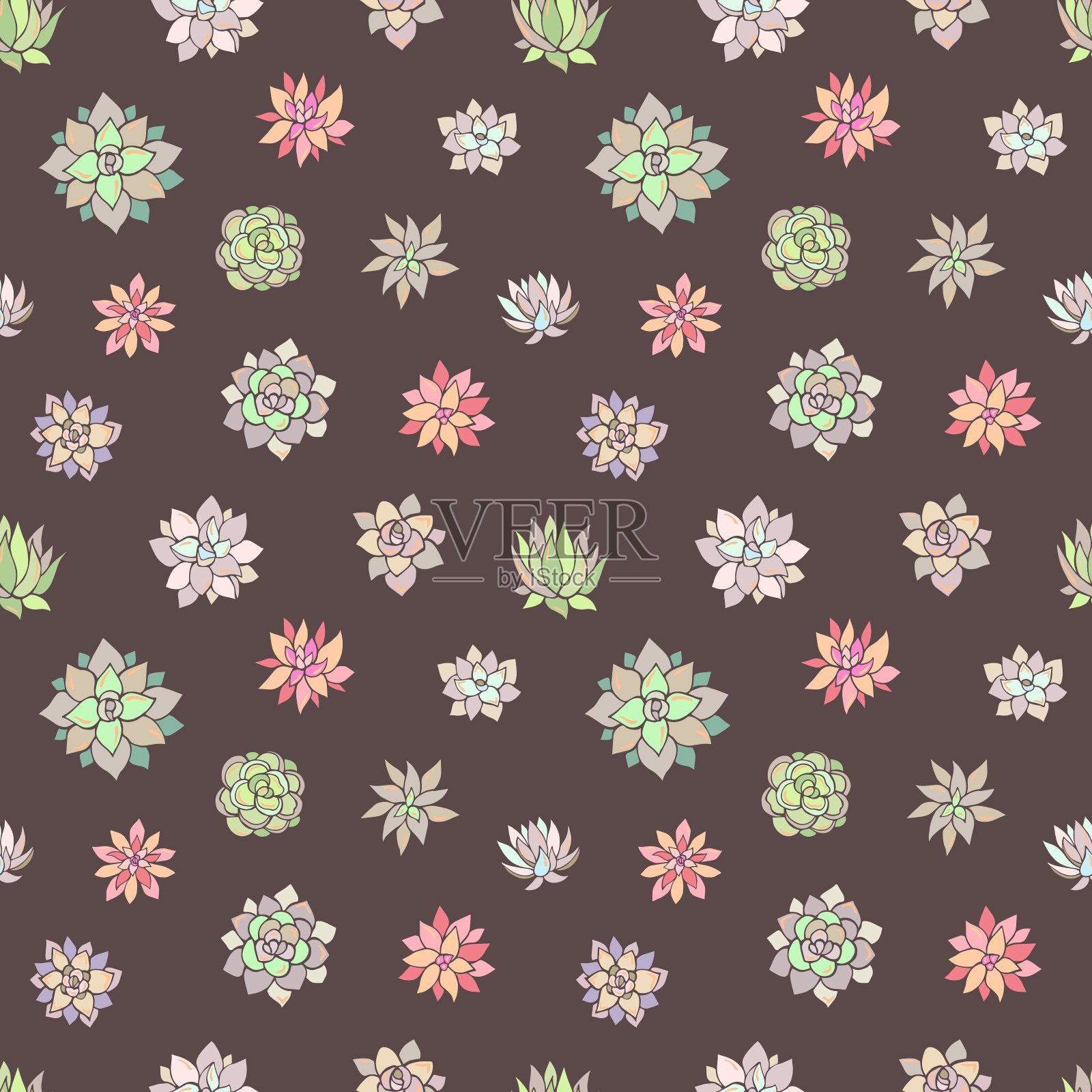 无缝向量多肉模式。插画图片素材