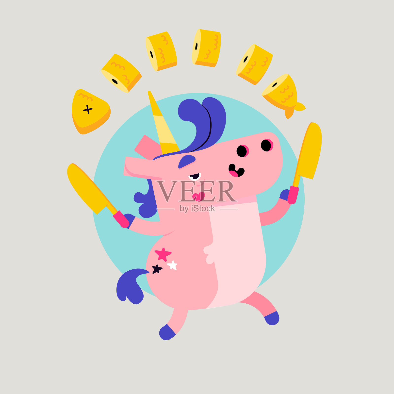 扁平的ukko食品贴纸插画图片素材