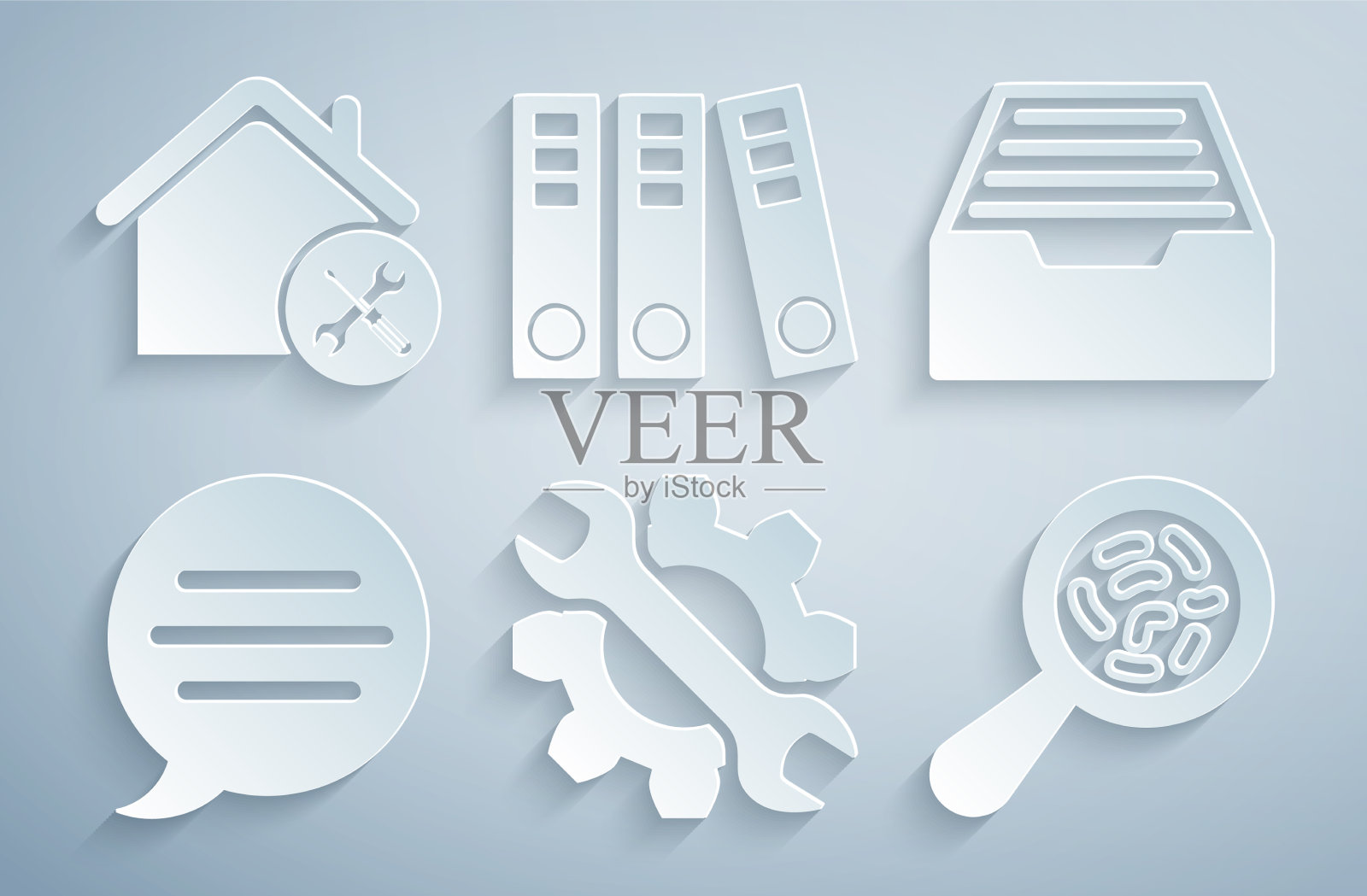 设置扳手和齿轮抽屉文件语音图标素材