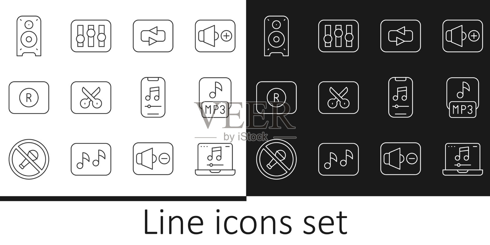 设置线笔记本电脑与音乐mp3文件重复图标素材