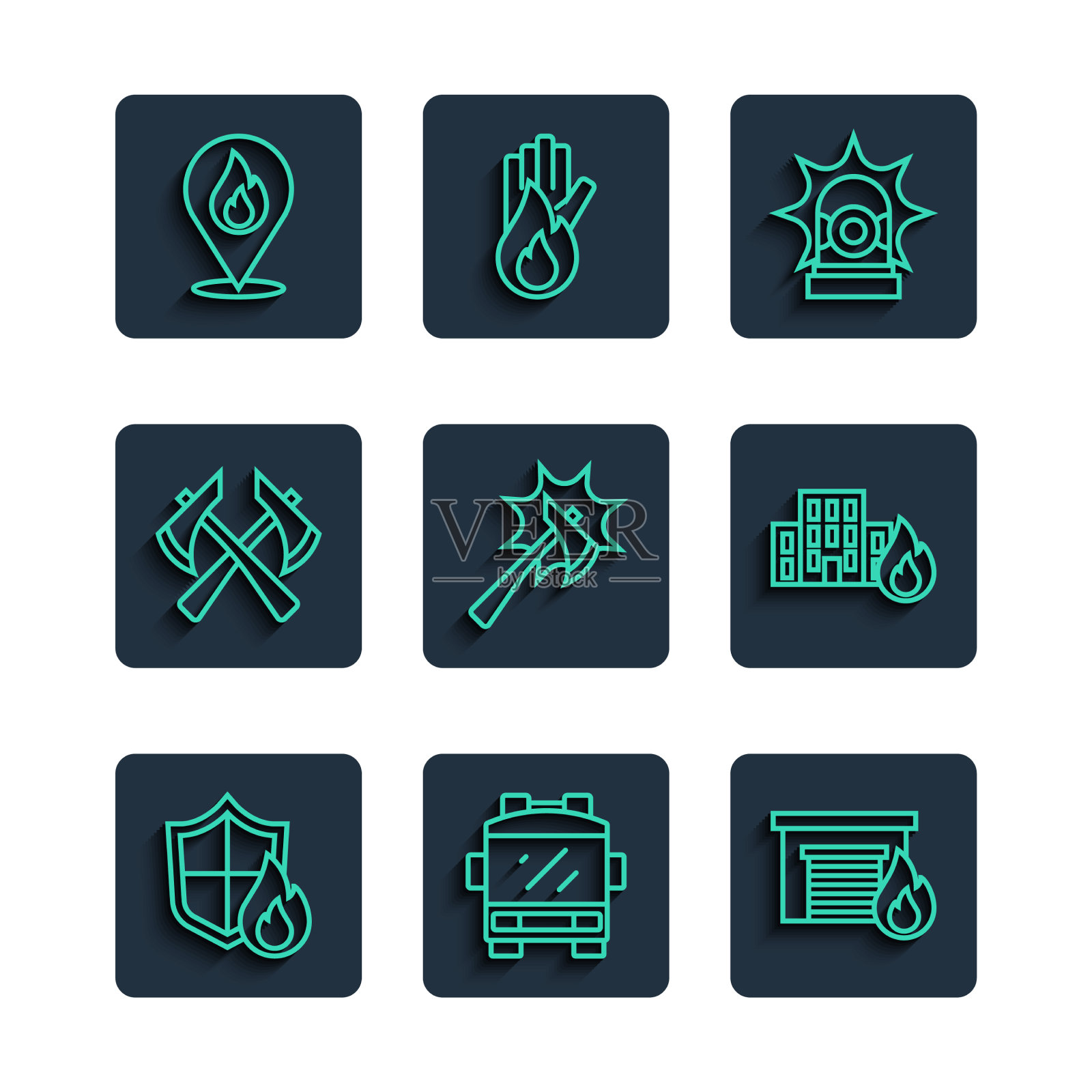 设置线防火屏蔽车在燃烧图标素材