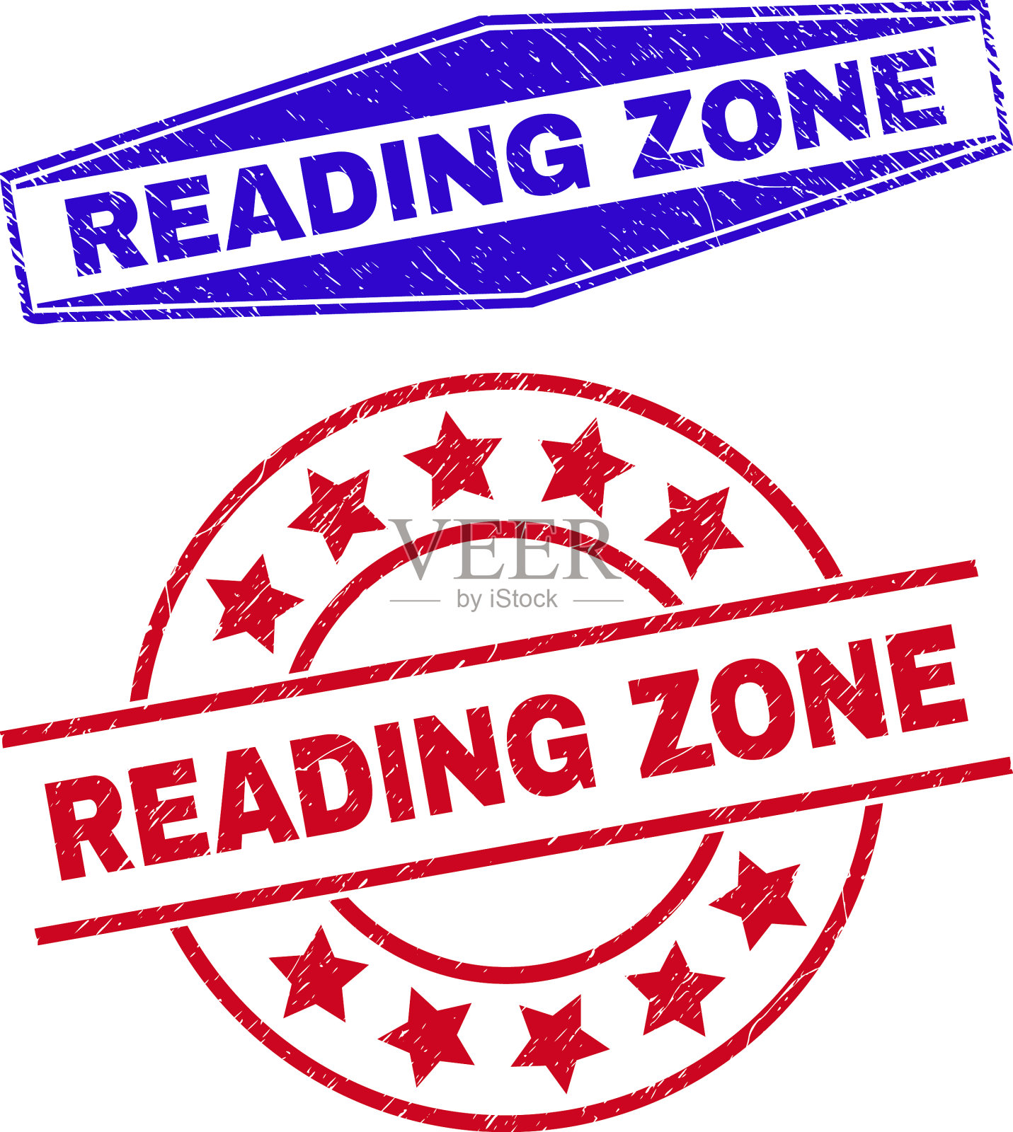 阅读区橡胶徽章有圆形和六角形插画图片素材