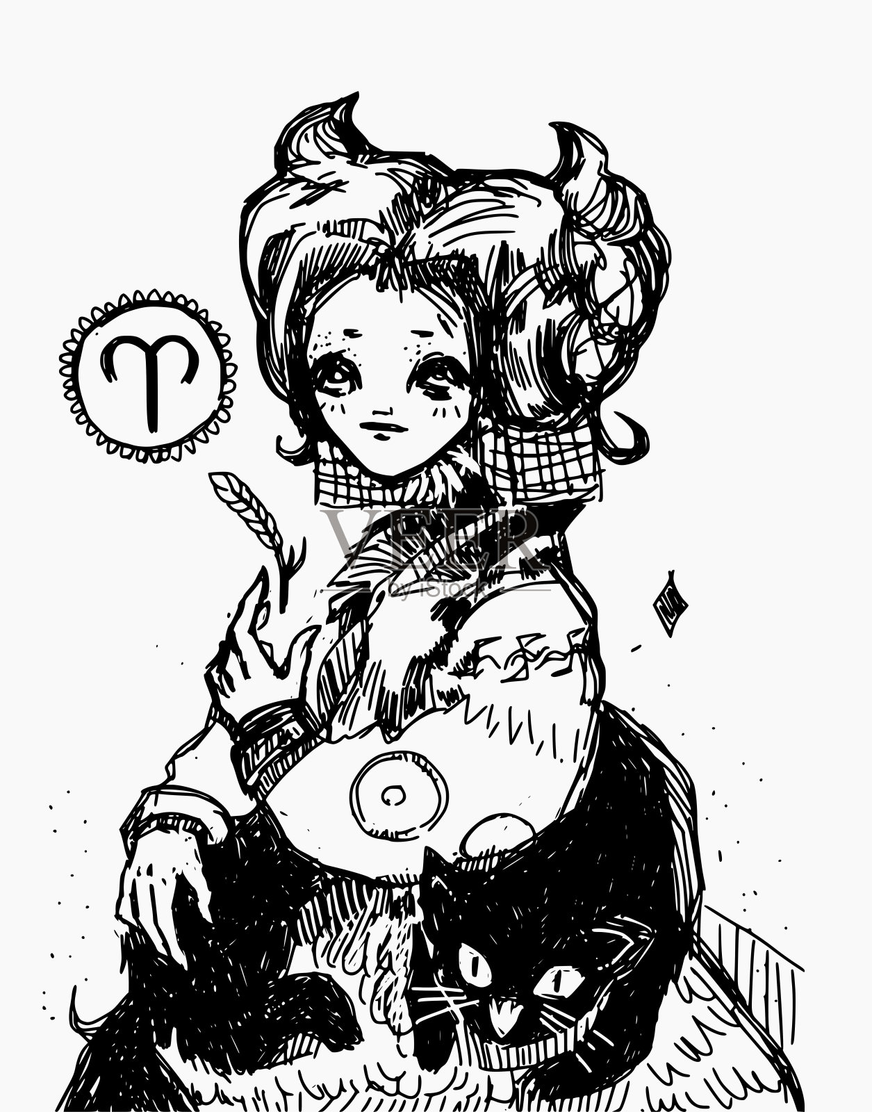 白羊座插画图片素材