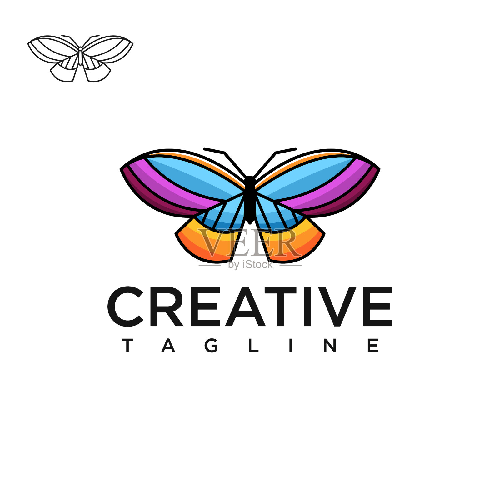 蝴蝶标志插画图片素材