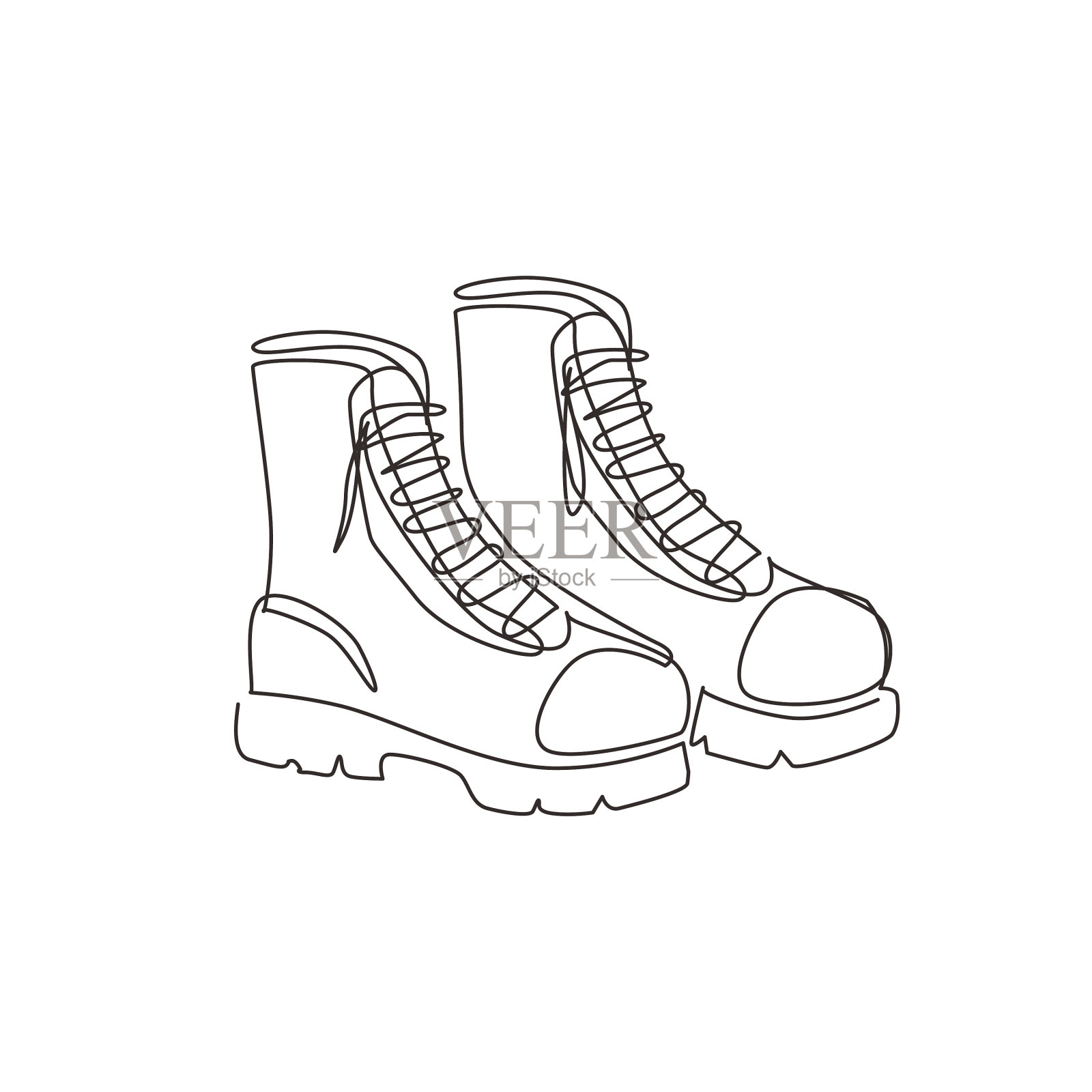 单线画游客登山靴图标设计元素图片