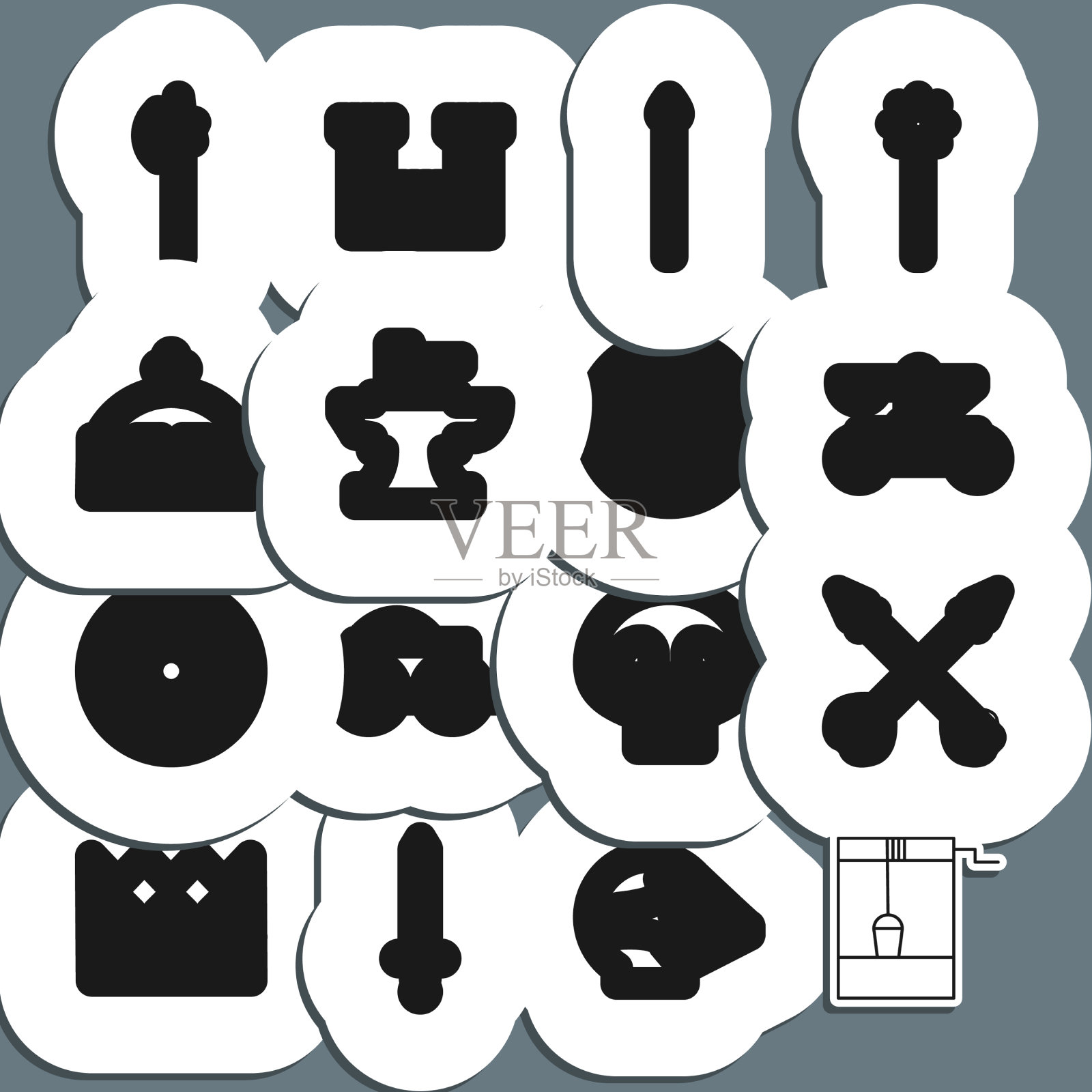 用桶中世纪十字箭头设置好线图标素材