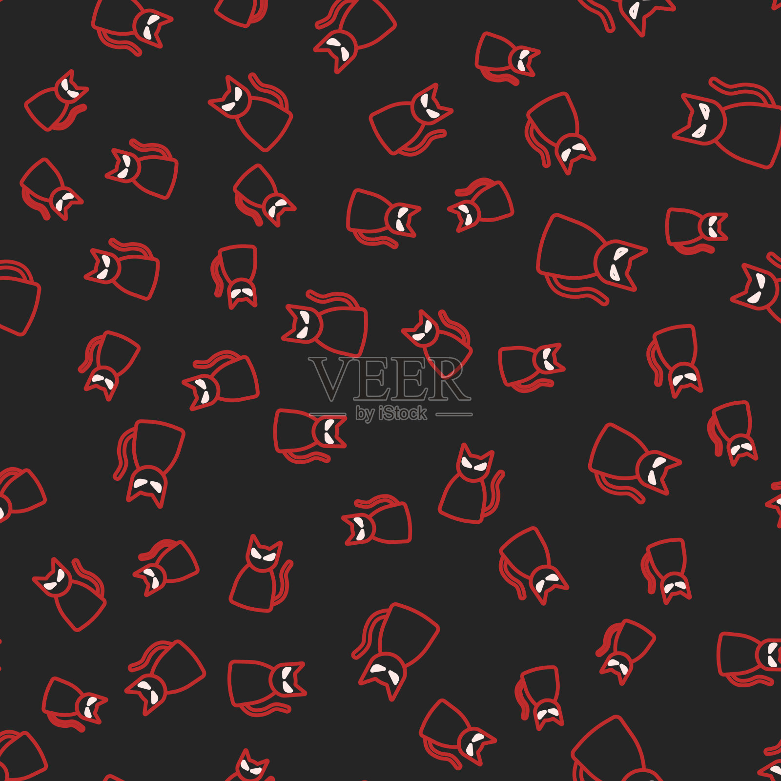 线上黑猫图标隔离无缝图案上插画图片素材