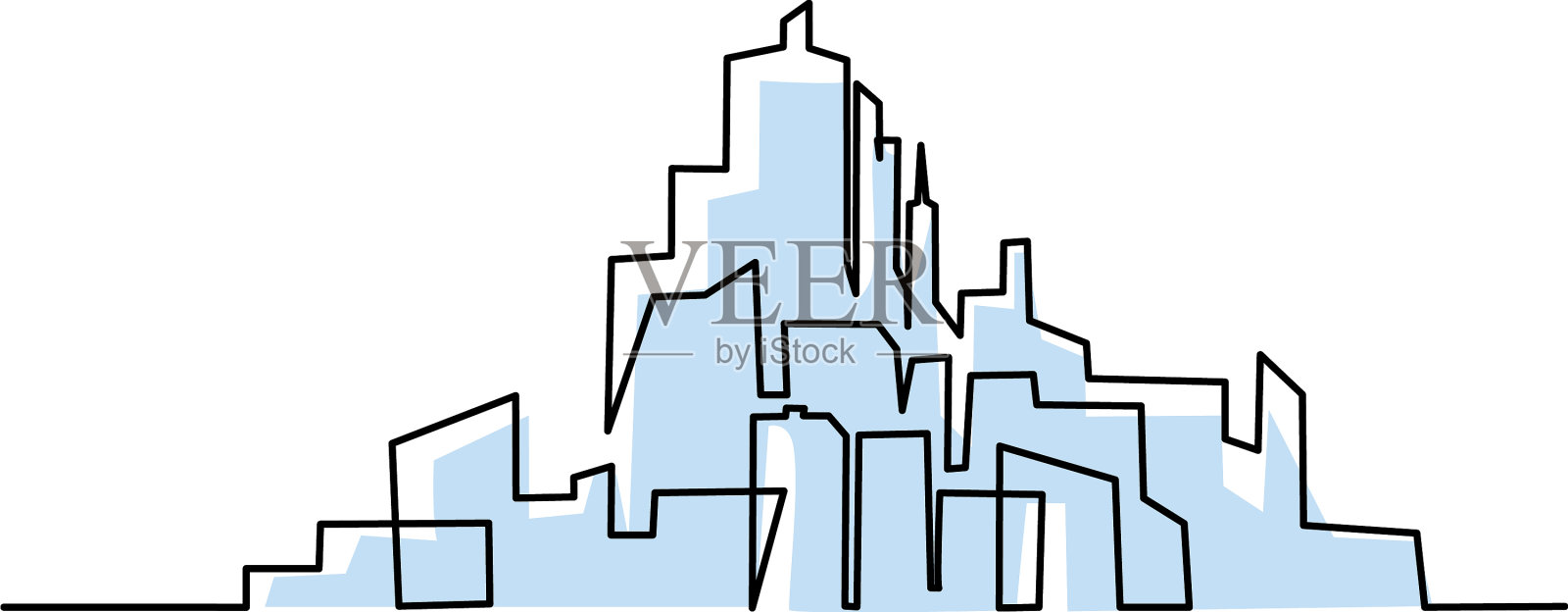 城市景观现代城市全景与摩天大楼设计元素图片