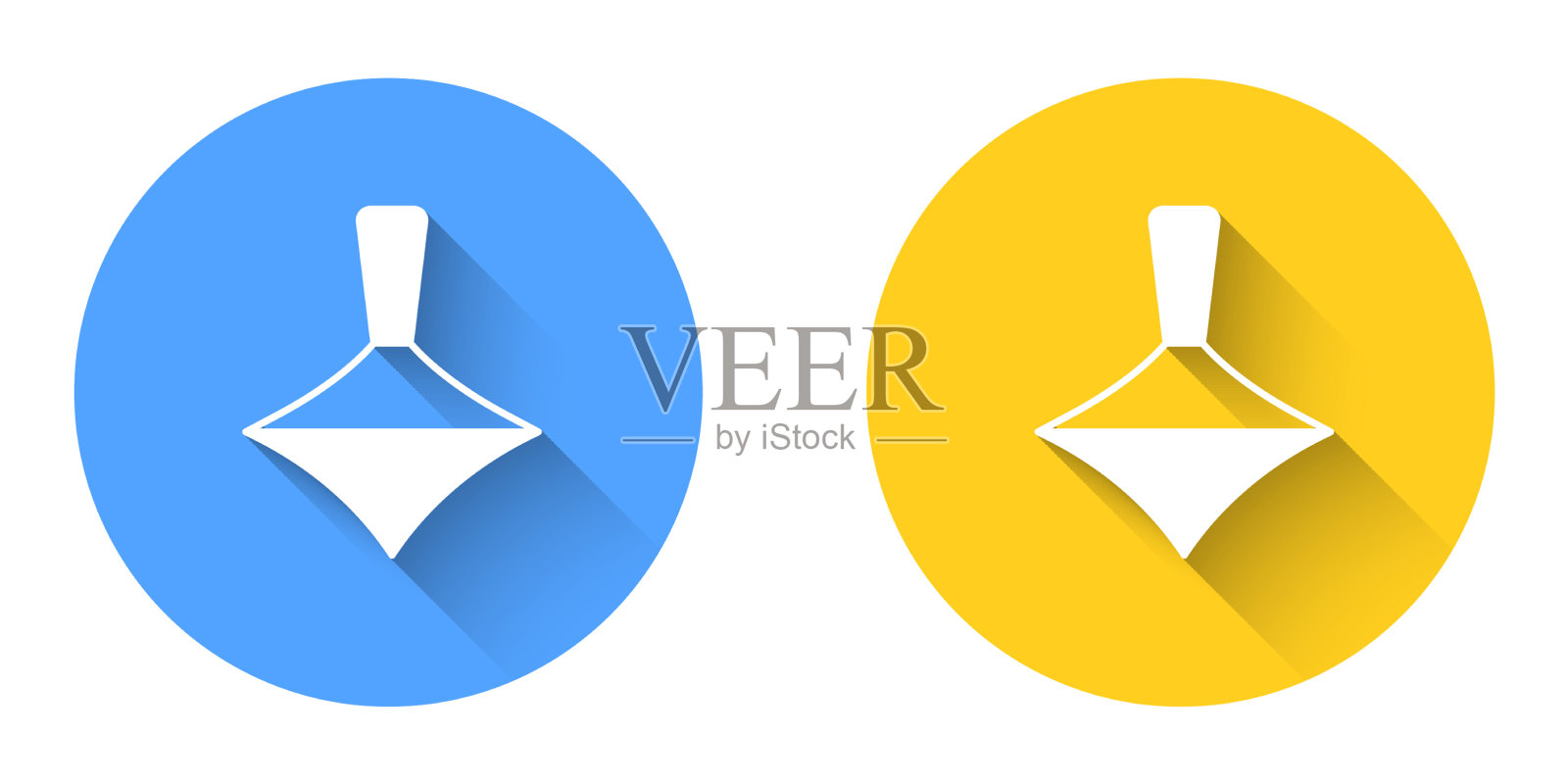 白色旋转玩具图标孤立与长阴影图标素材