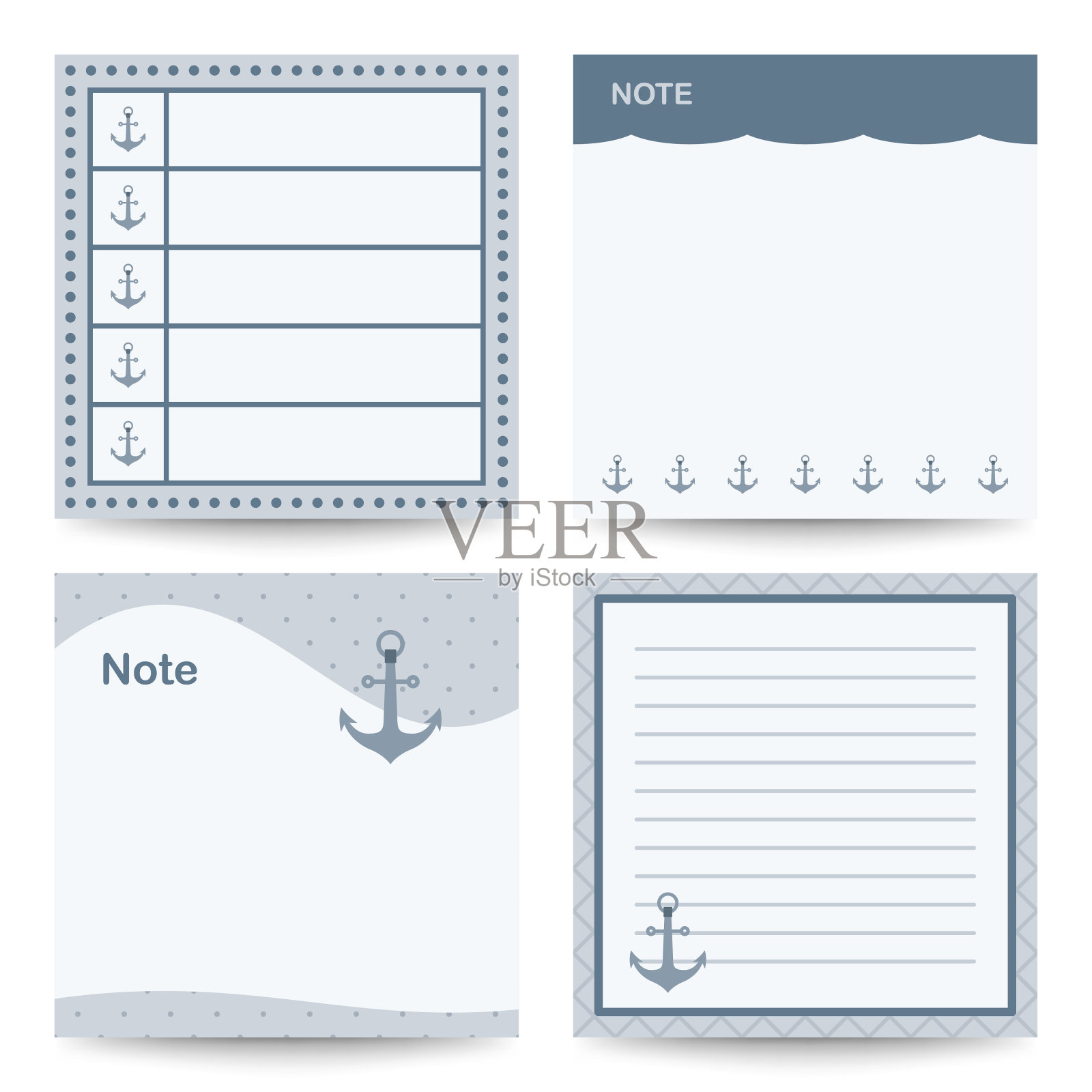 一套方形记事本与锚设计模板素材