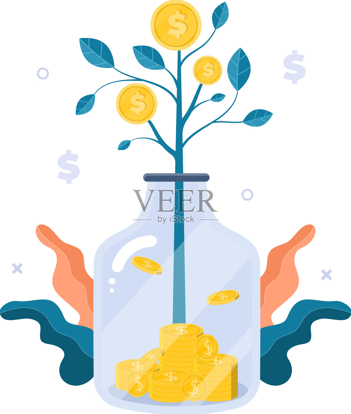 理财投资树插画图片素材
