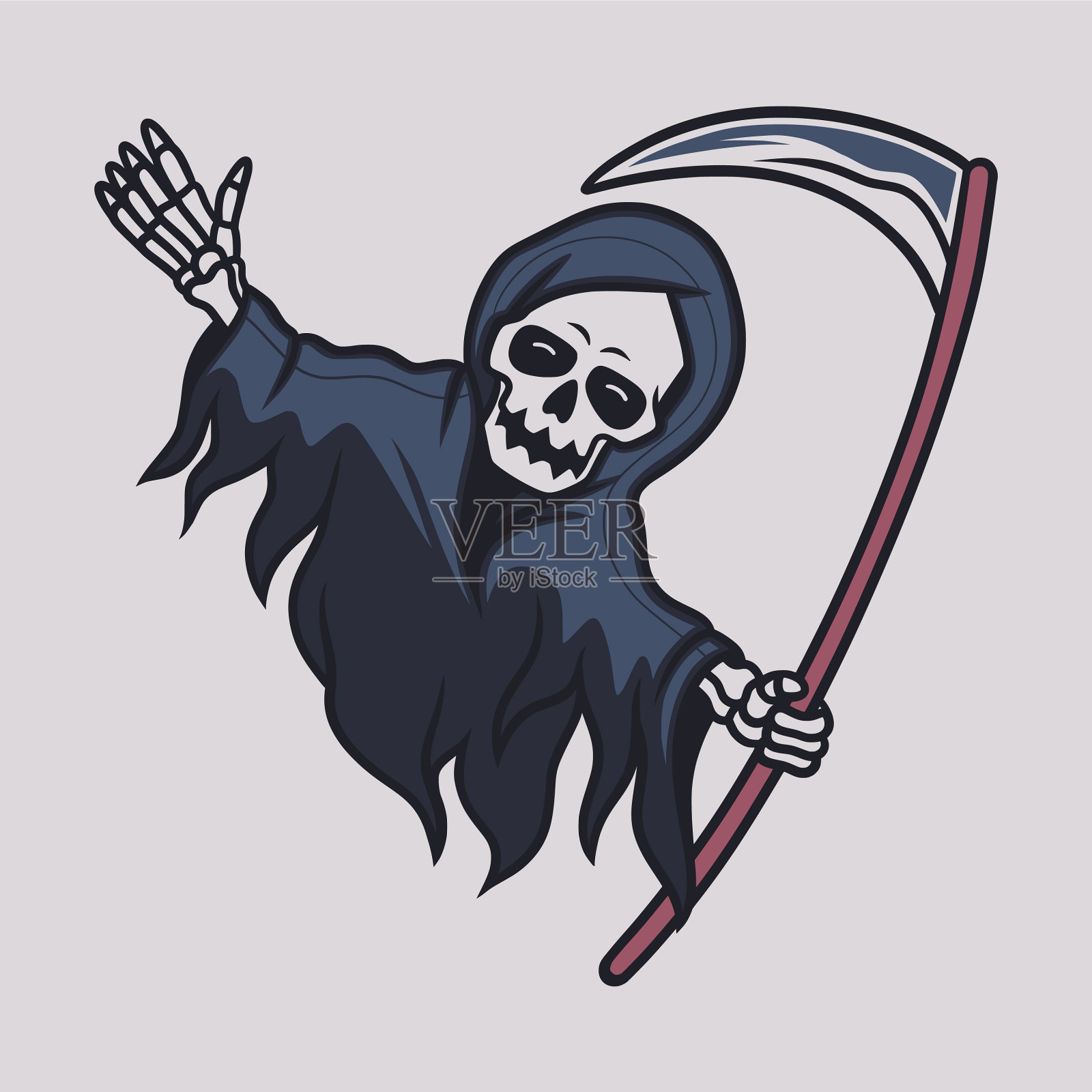 复古t恤设计死神快乐插画图片素材