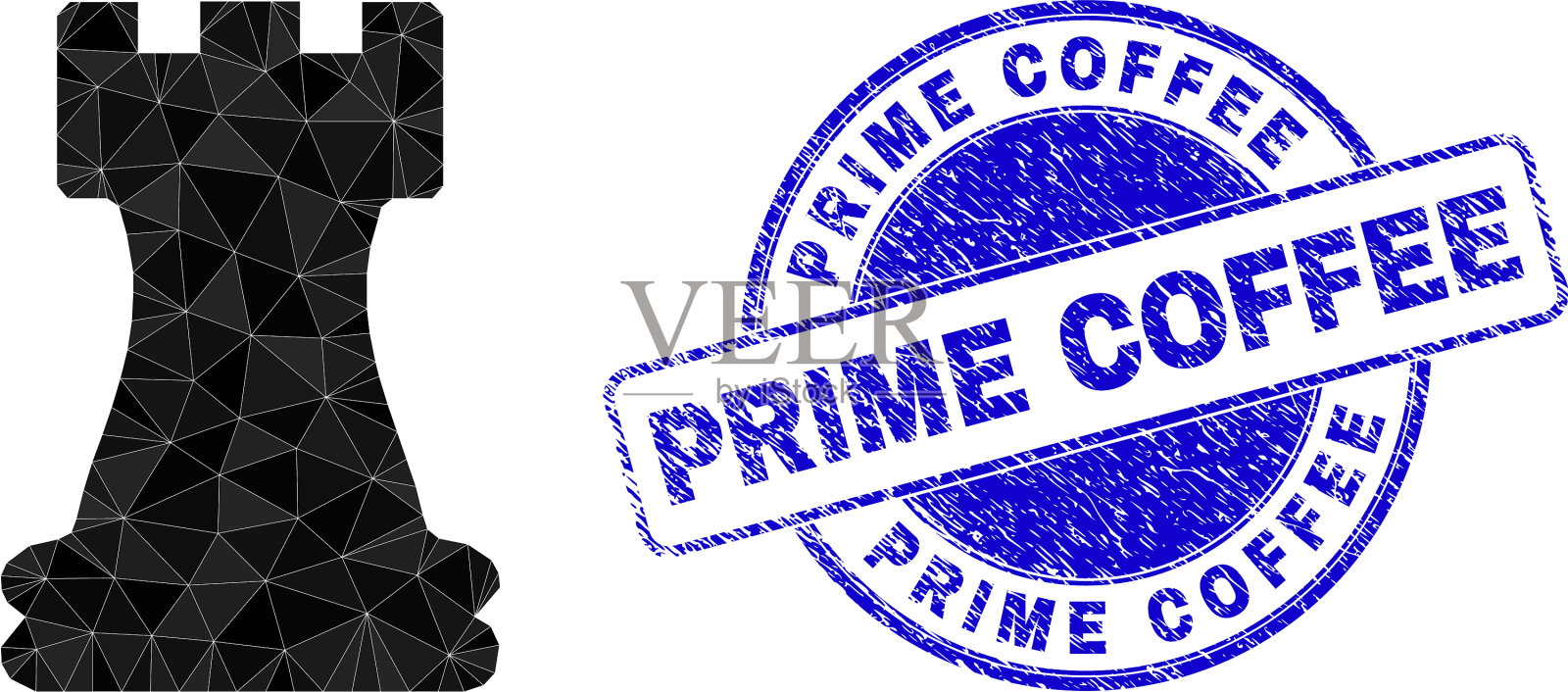 橡胶prime咖啡圆密封和国际象棋车插画图片素材