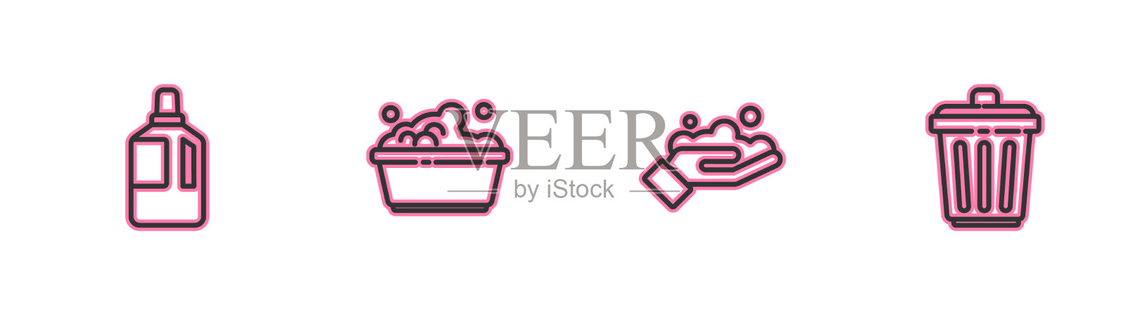 设置线织物柔顺剂洗手用肥皂插画图片素材