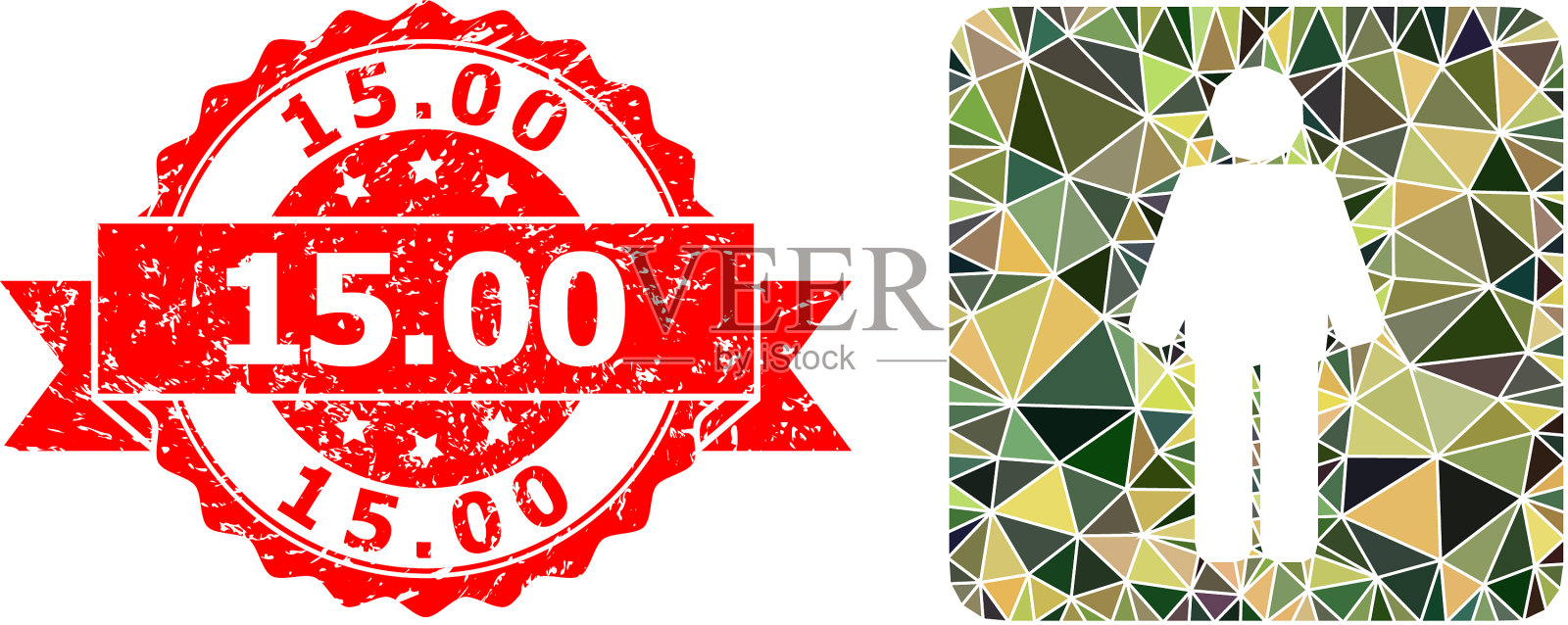 橡胶1500邮票和人多边形mocaic插画图片素材