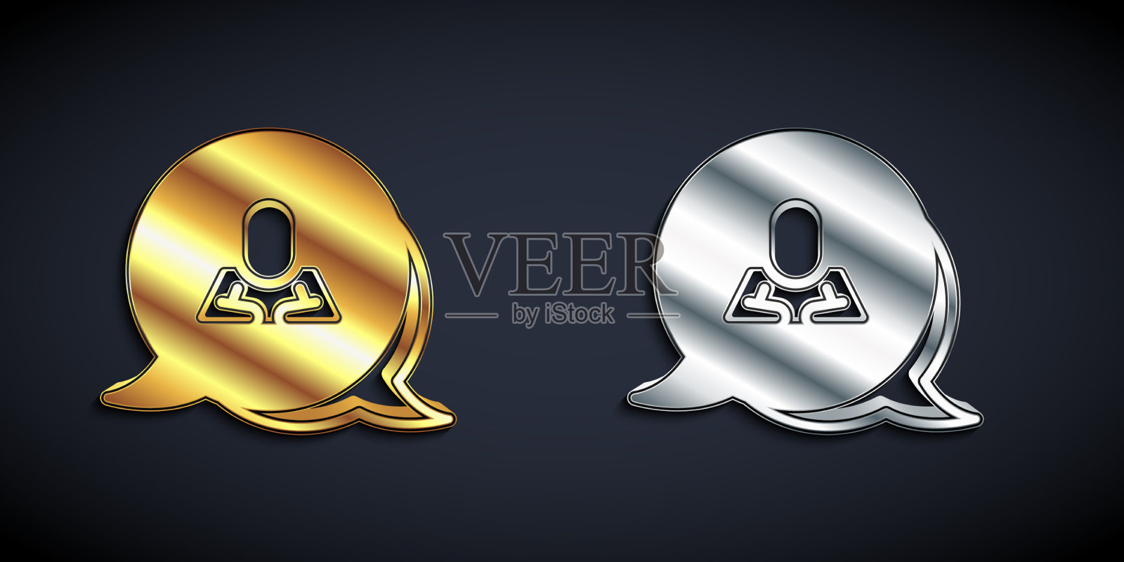 金银语音泡泡聊天图标孤立图标素材