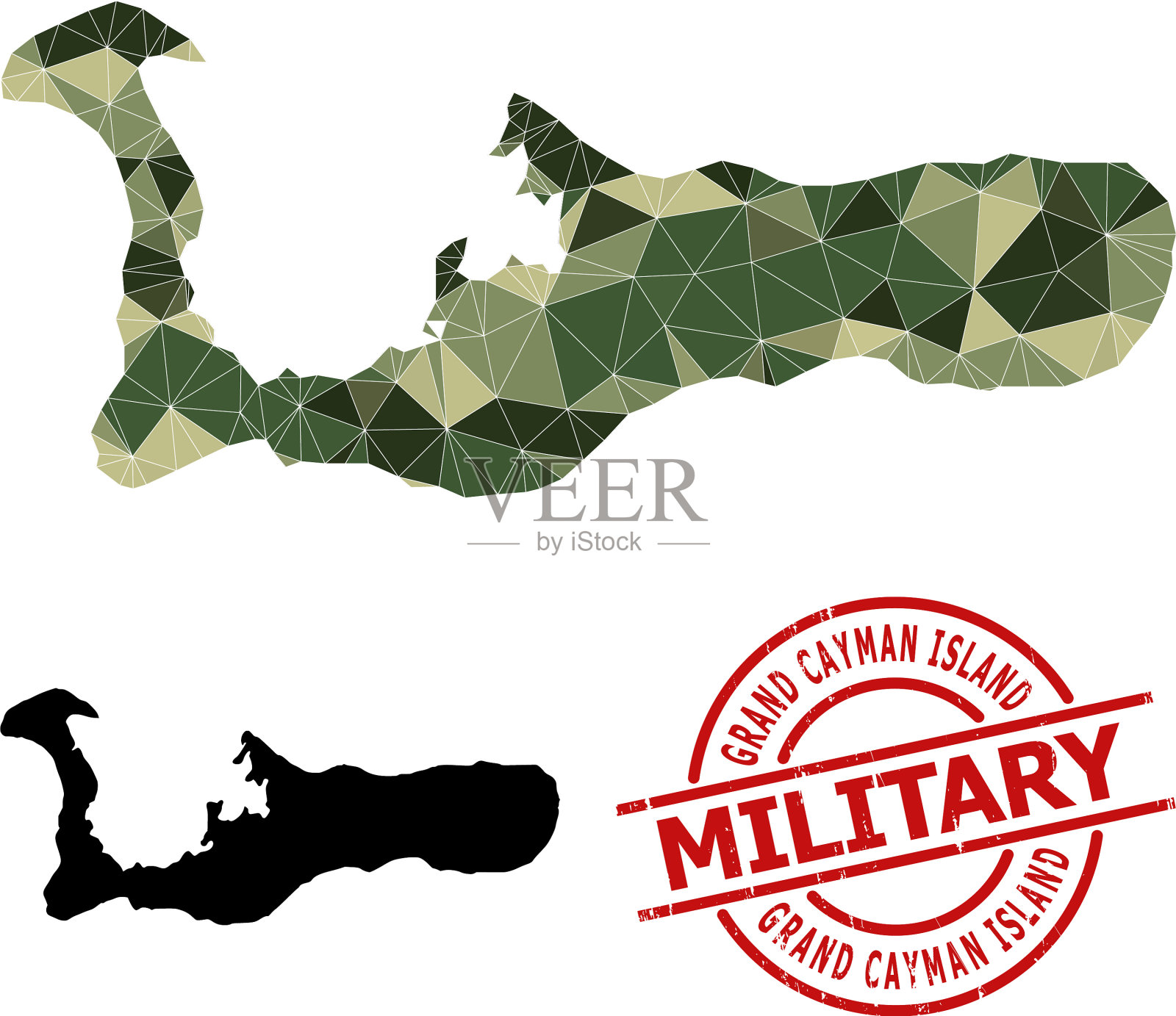 低聚马赛克大开曼岛和插画图片素材