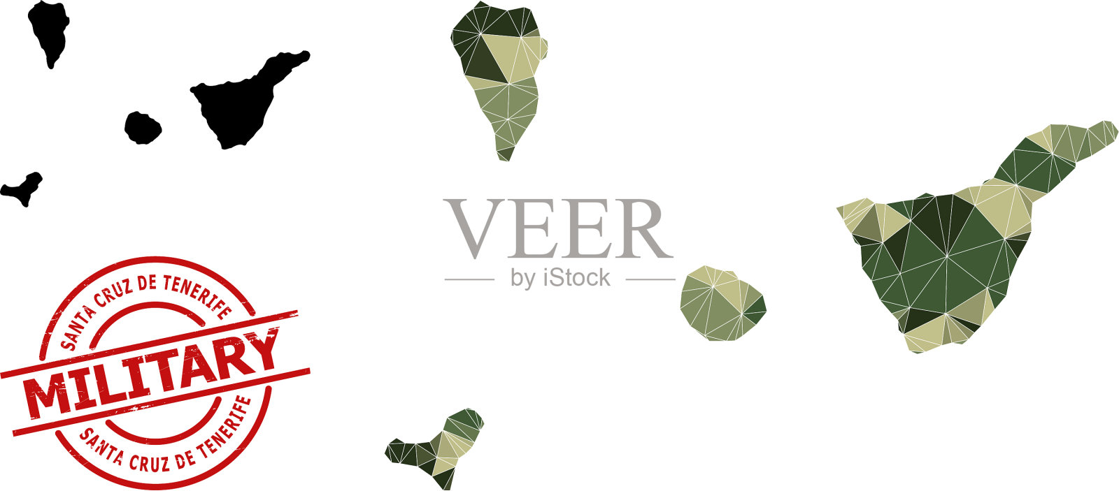 特内里费岛圣克鲁斯三角镶嵌地图插画图片素材