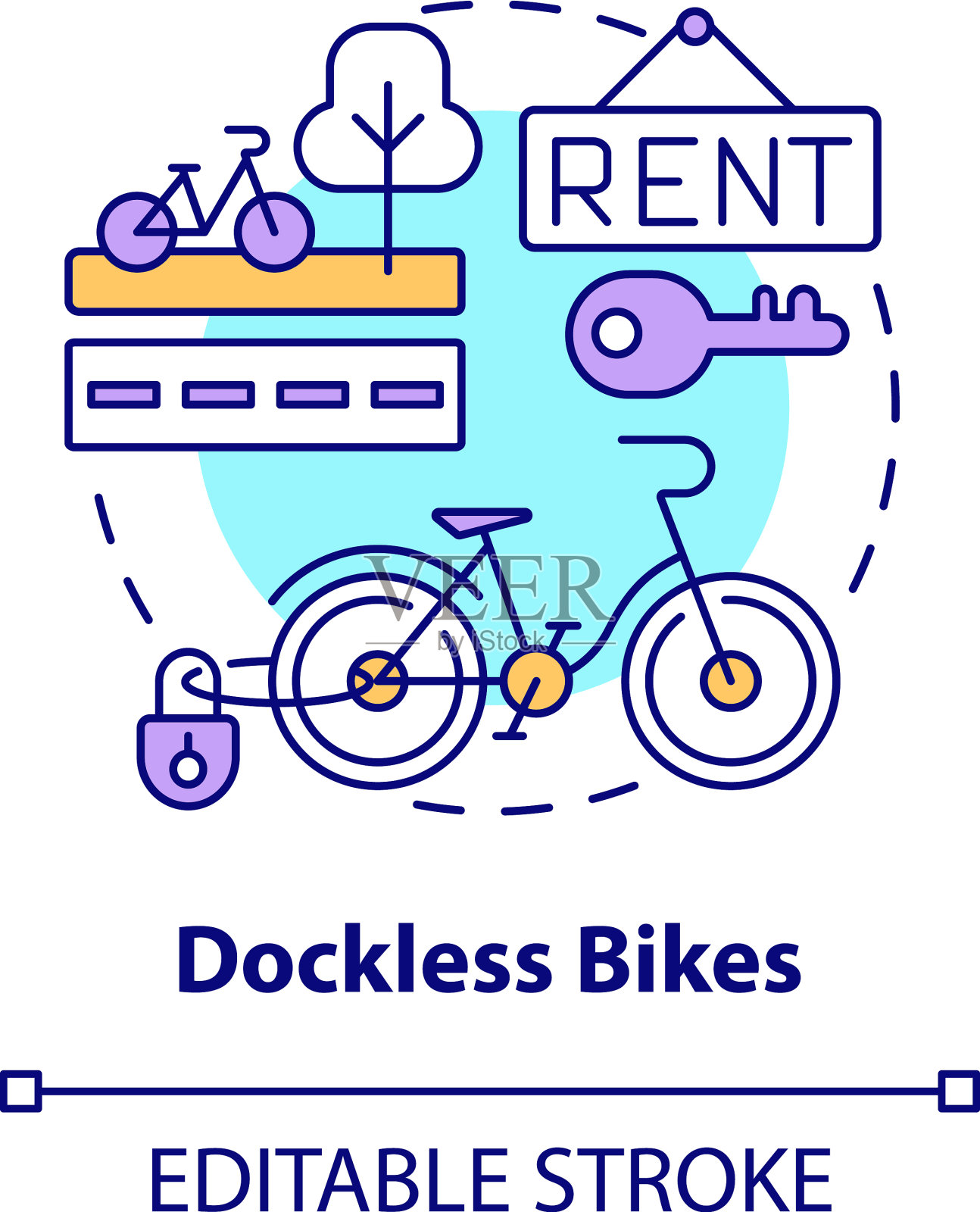 无桩自行车概念图标插画图片素材