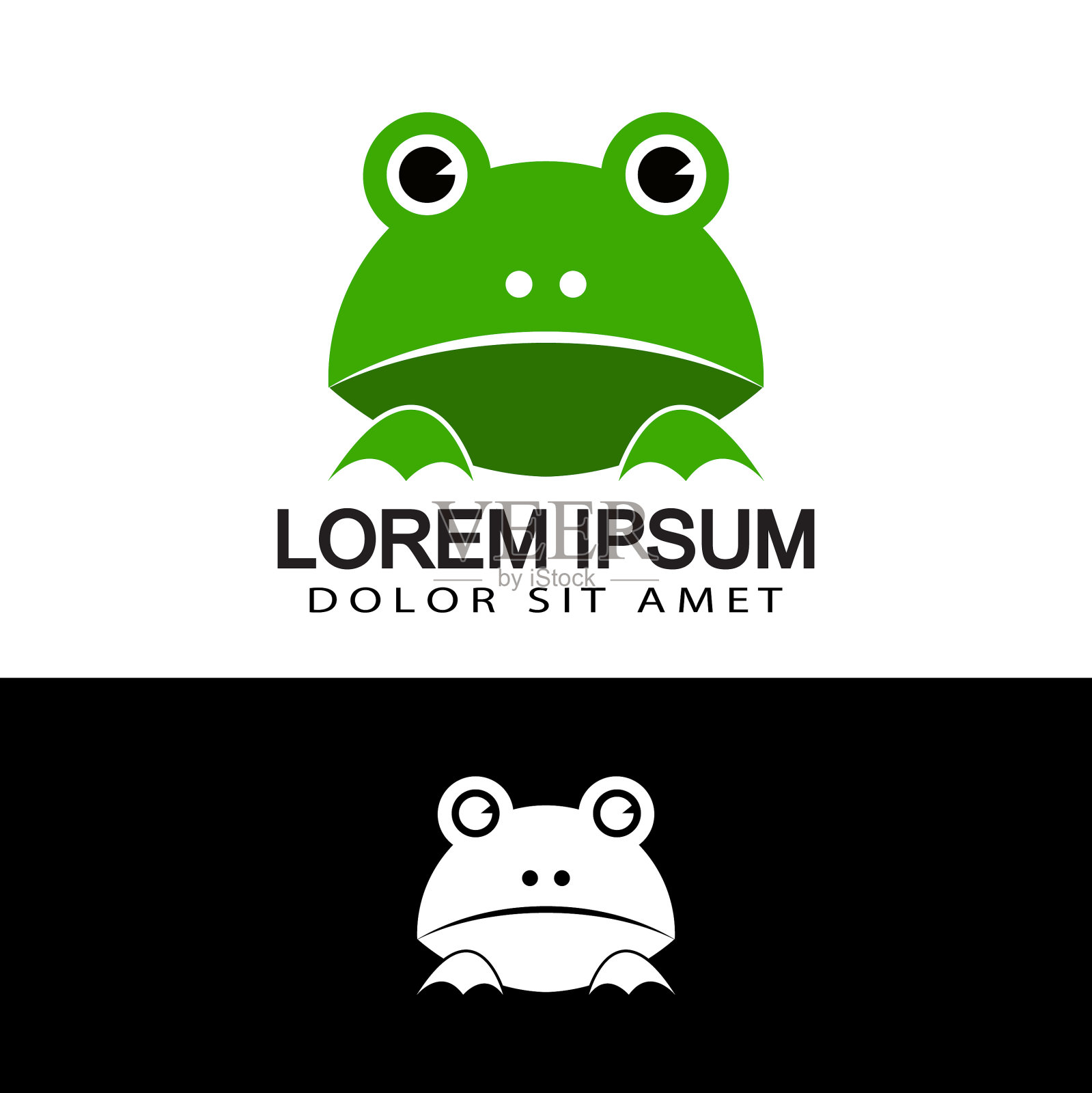 青蛙标志模板设计与孤立的白色插画图片素材