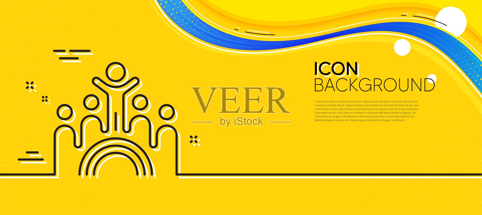 包含行图标。股市文化符号。最小线黄色横幅。向量插画图片素材