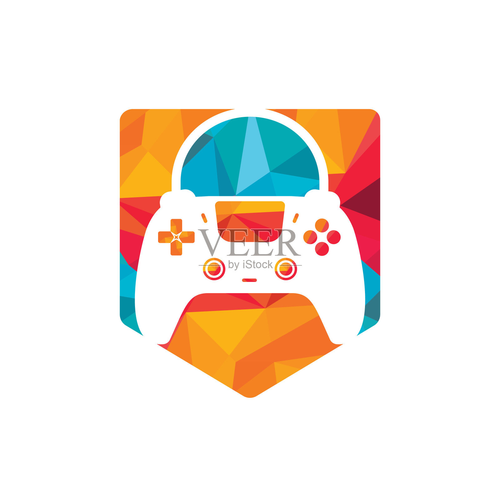 游戏商店矢量标志。设计。购物袋组合摇杆图标矢量设计。插画图片素材