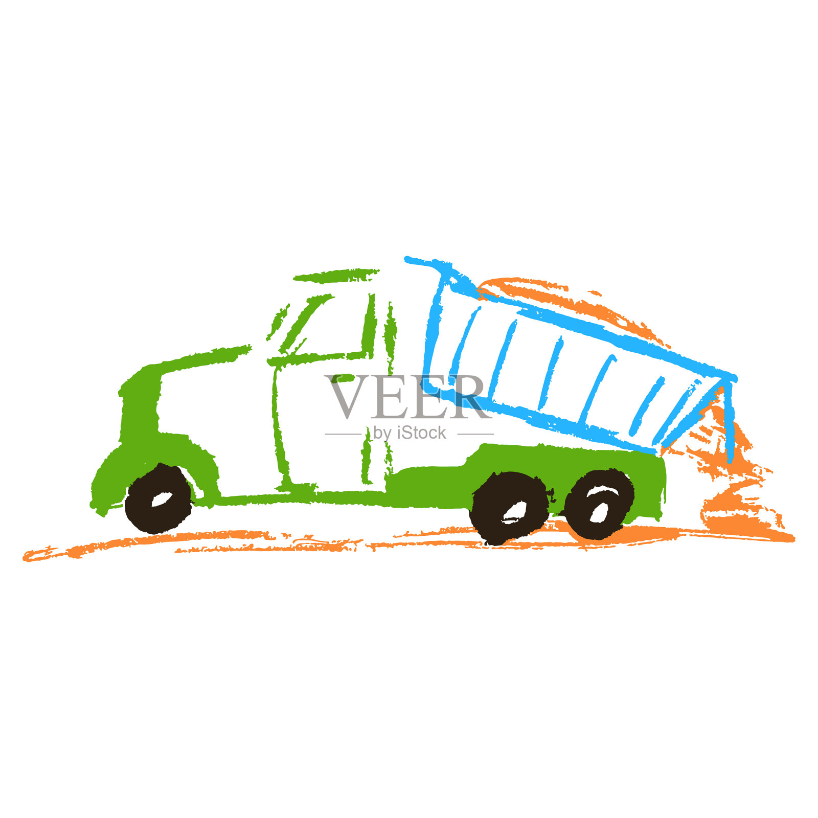 图标在手绘风格的蜡笔画设计元素图片