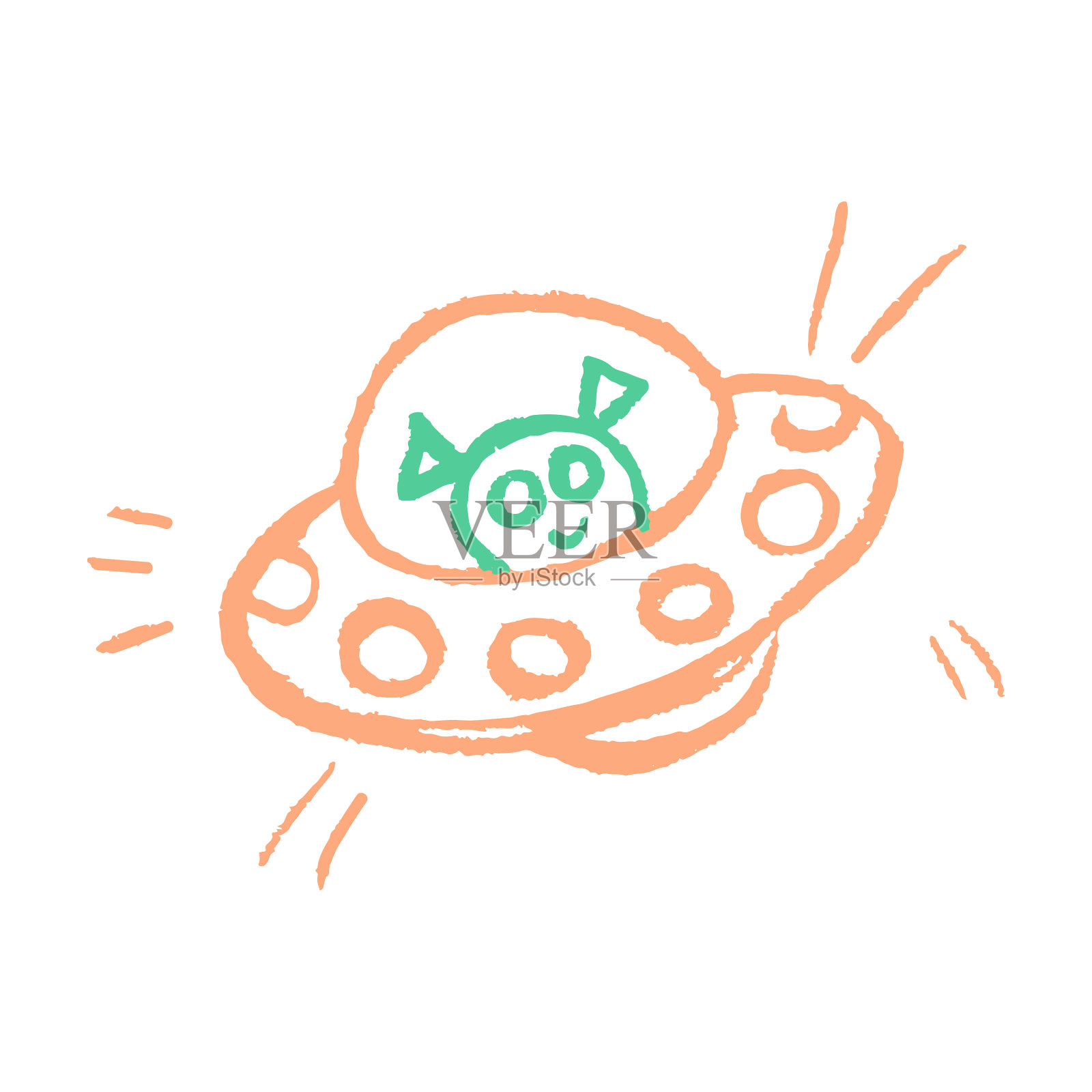 图标在手绘风格的蜡笔画插画图片素材