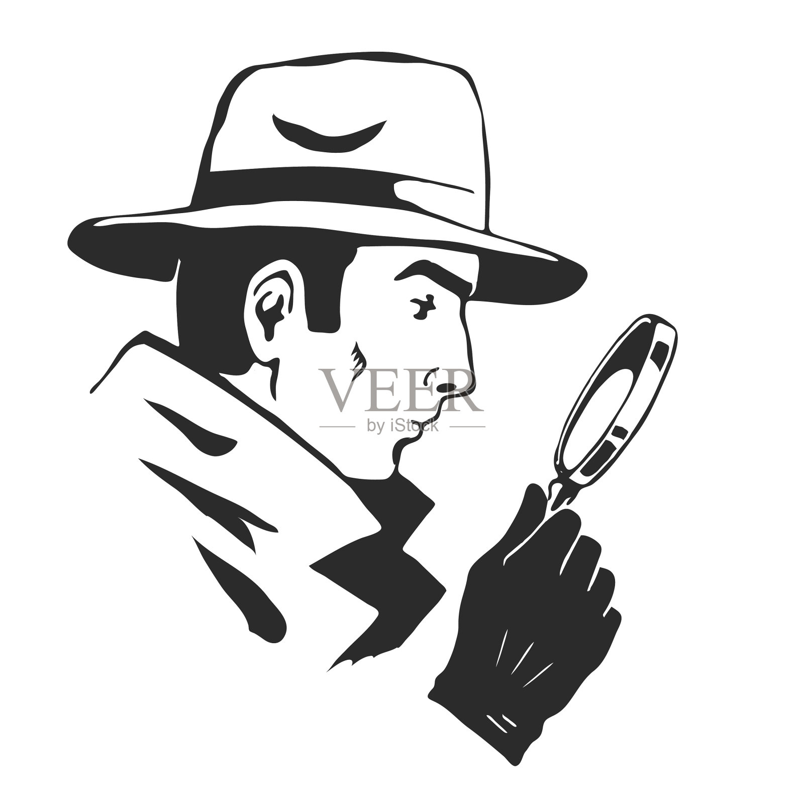 拿着放大镜的男侦探设计元素图片
