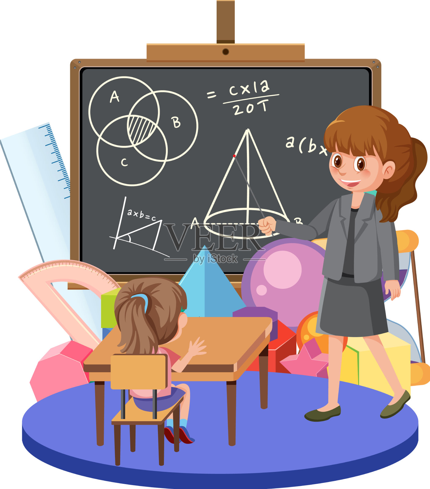 学生在教室里学习数学设计元素图片