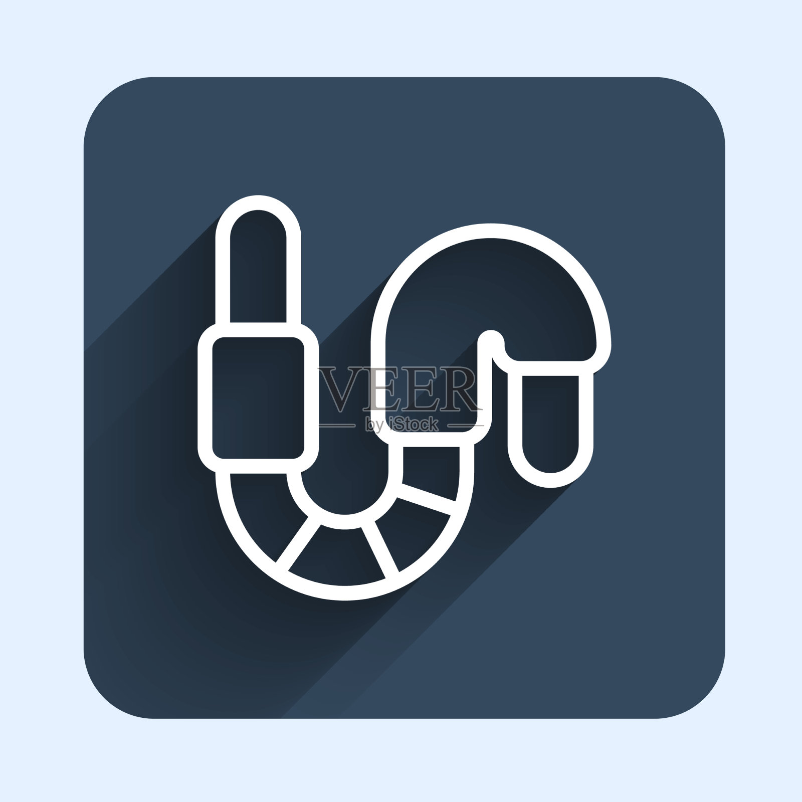 白线蠕虫图标孤立与长阴影图标素材