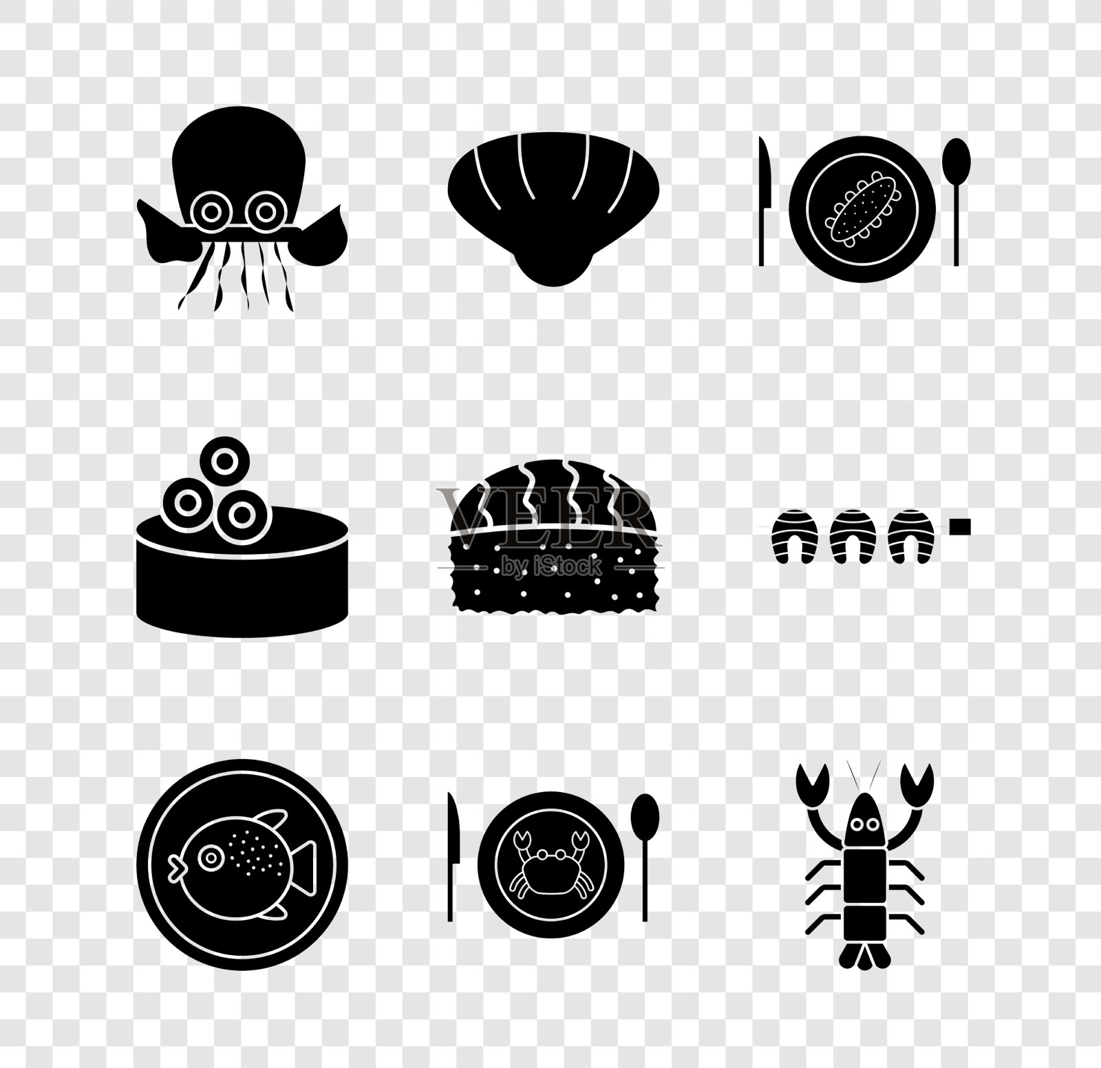 集章鱼扇贝、海贝、黄瓜于一身图标素材