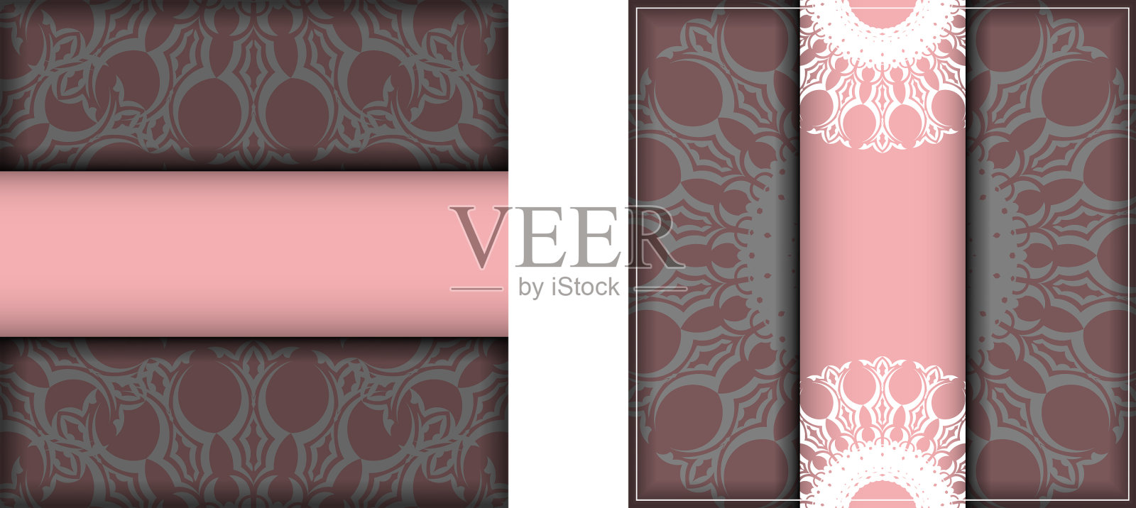 粉色贺卡与希腊白色图案为插画图片素材