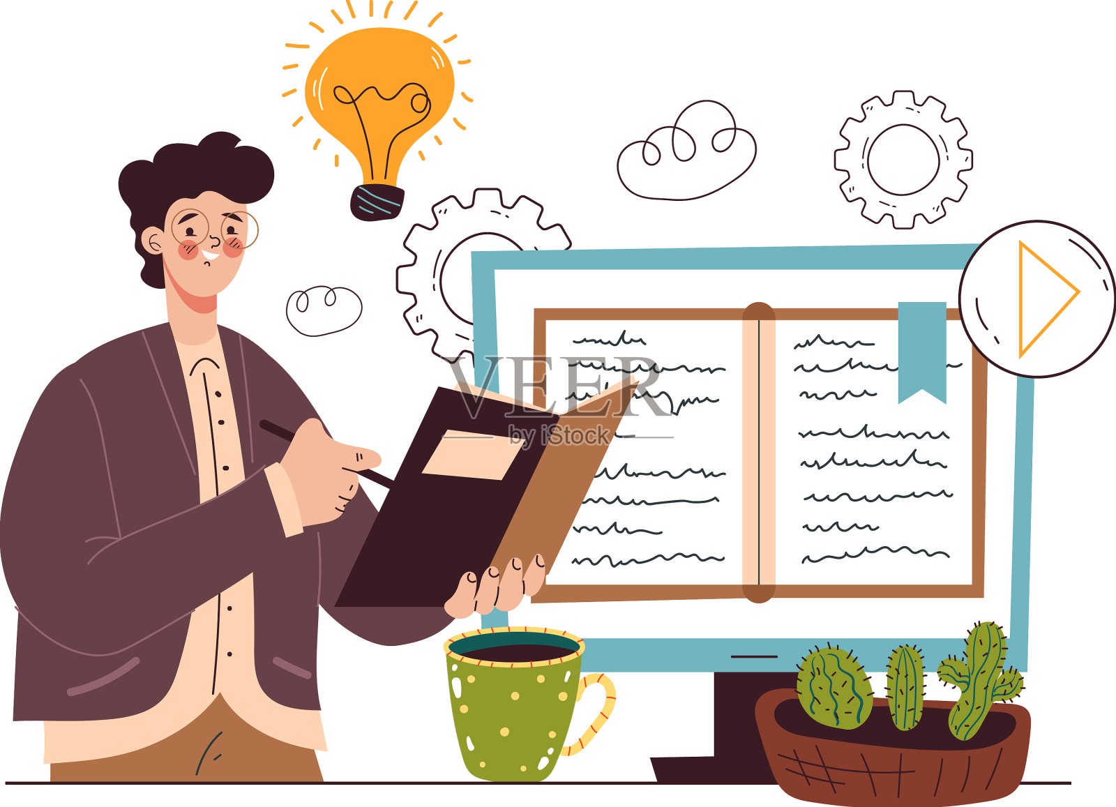 在线网络远程教育学习信息设计元素图片