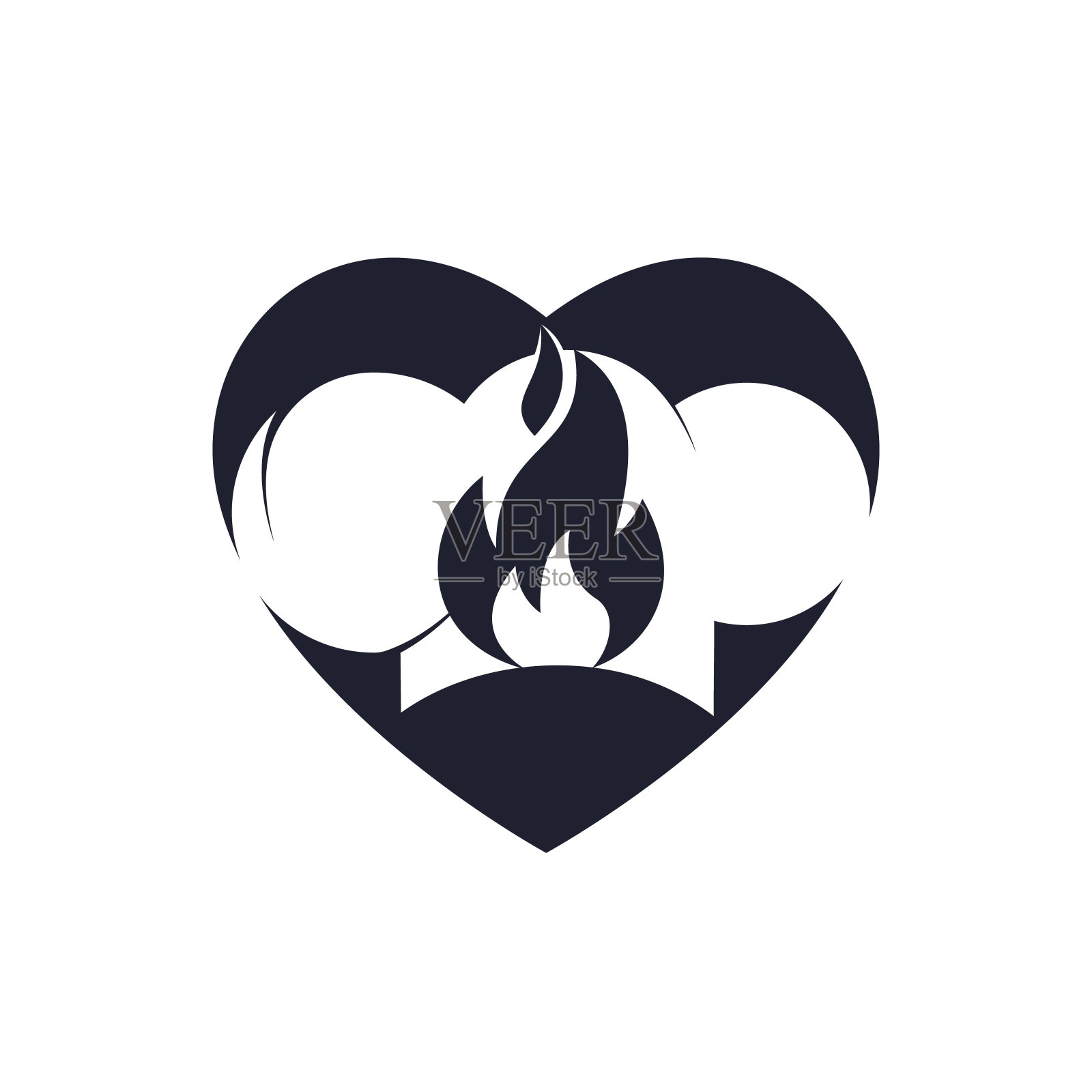 热厨师帽子矢量标志设计模板。厨师帽和火图标标志。图标素材