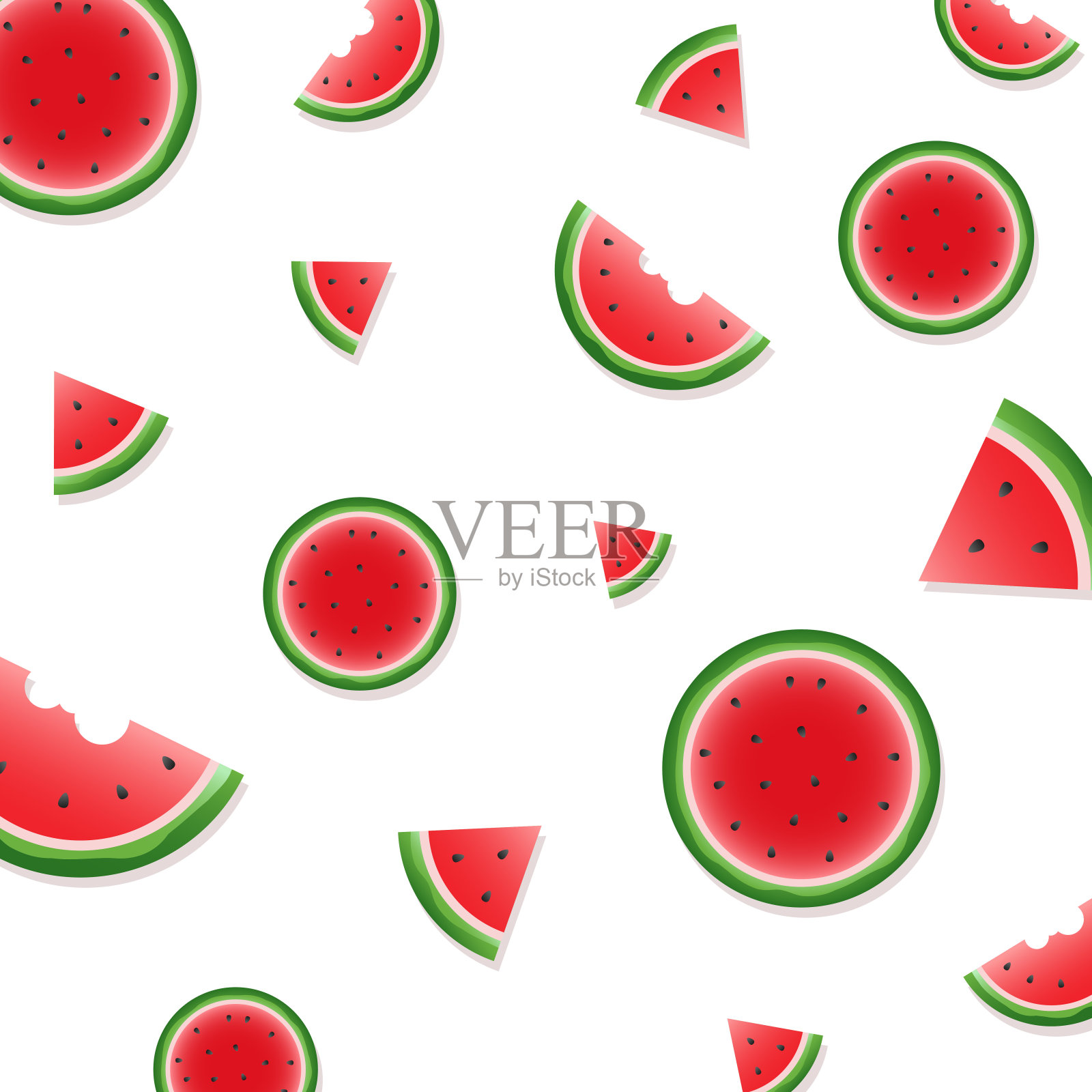 西瓜背景和无缝图案设计元素图片