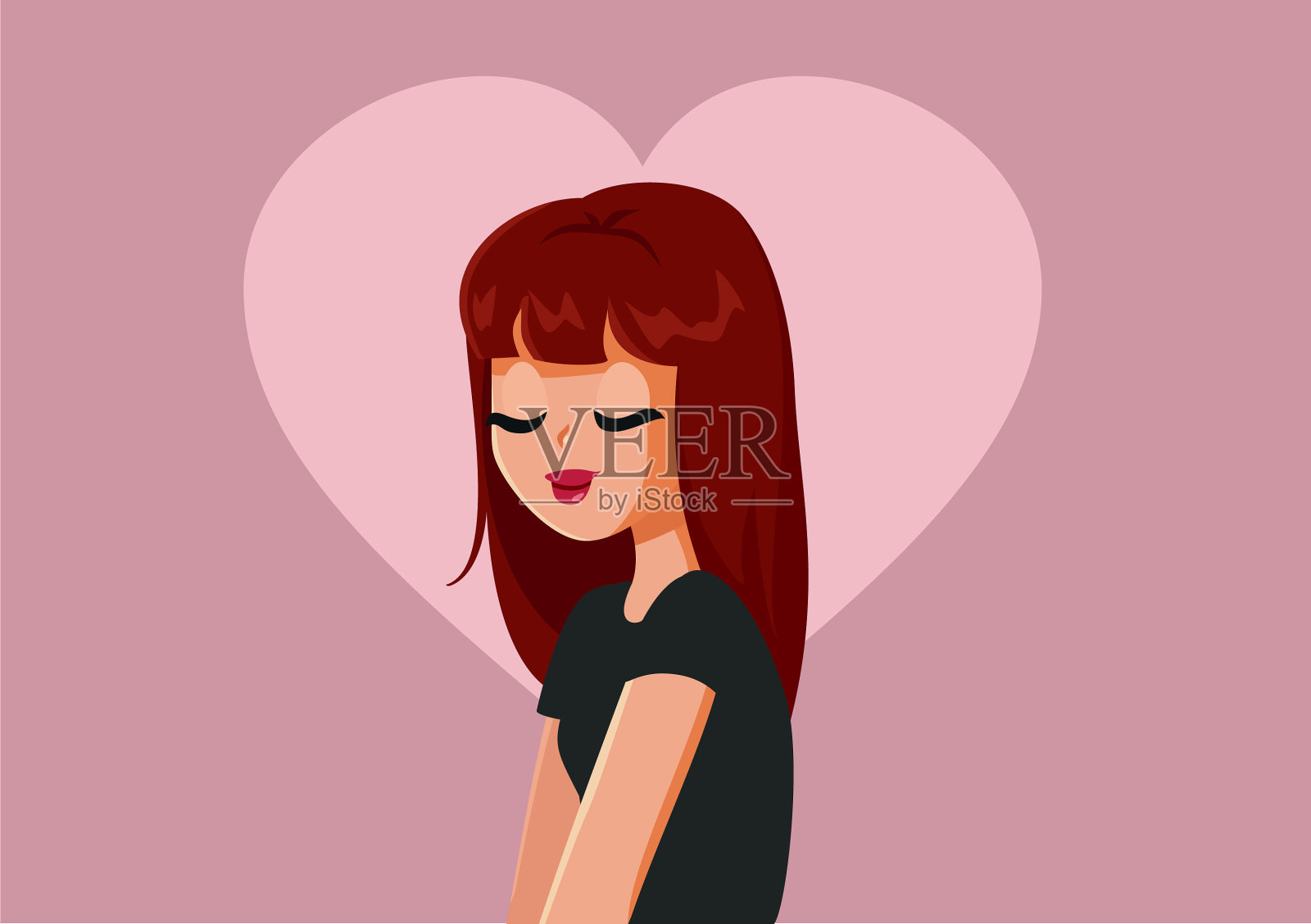 一个年轻美丽的女孩坠入爱河的肖像插画图片素材