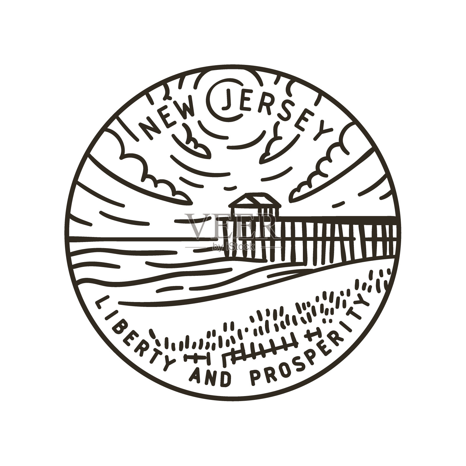 新泽西。海滩。设计元素图片