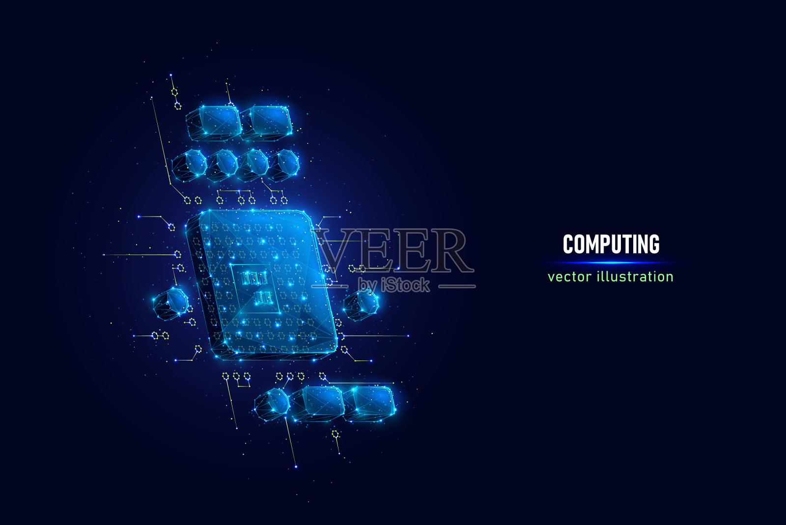 个人计算机CPU低聚插画图片素材