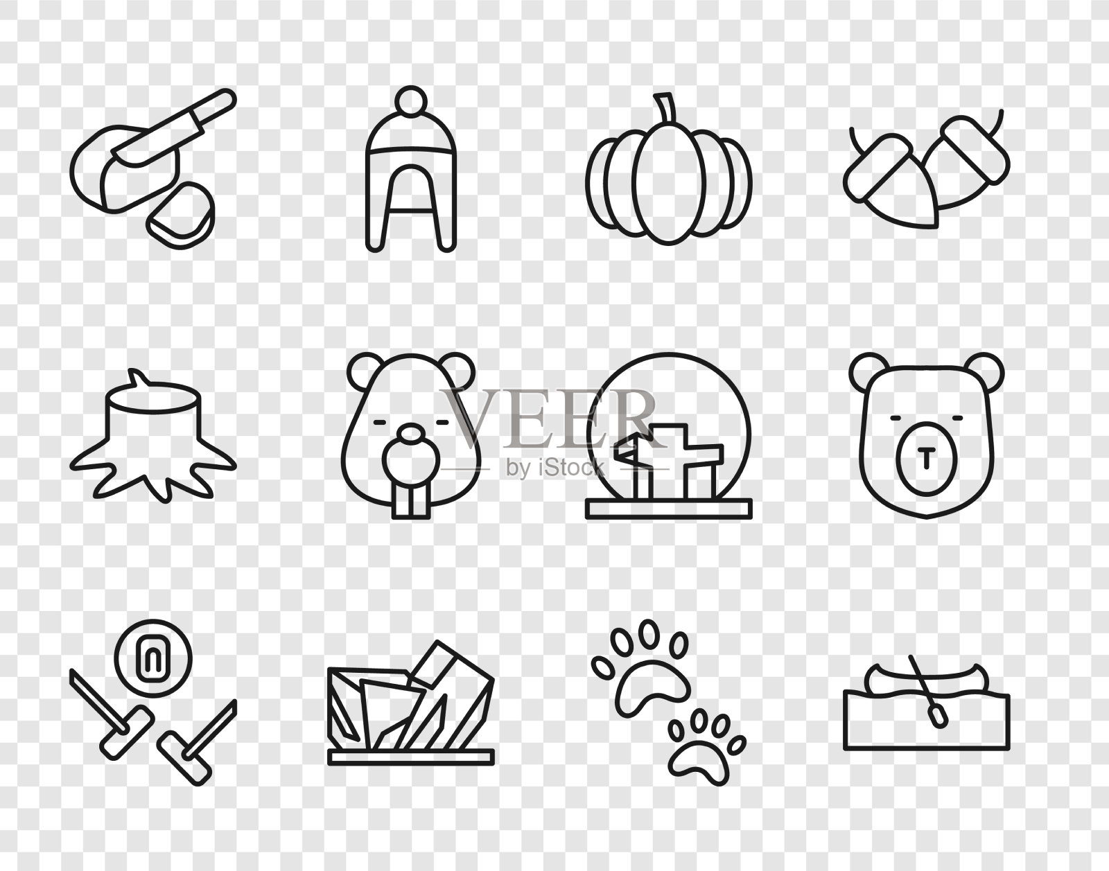 设定线冰壶运动游戏皮艇独木舟南瓜图标素材