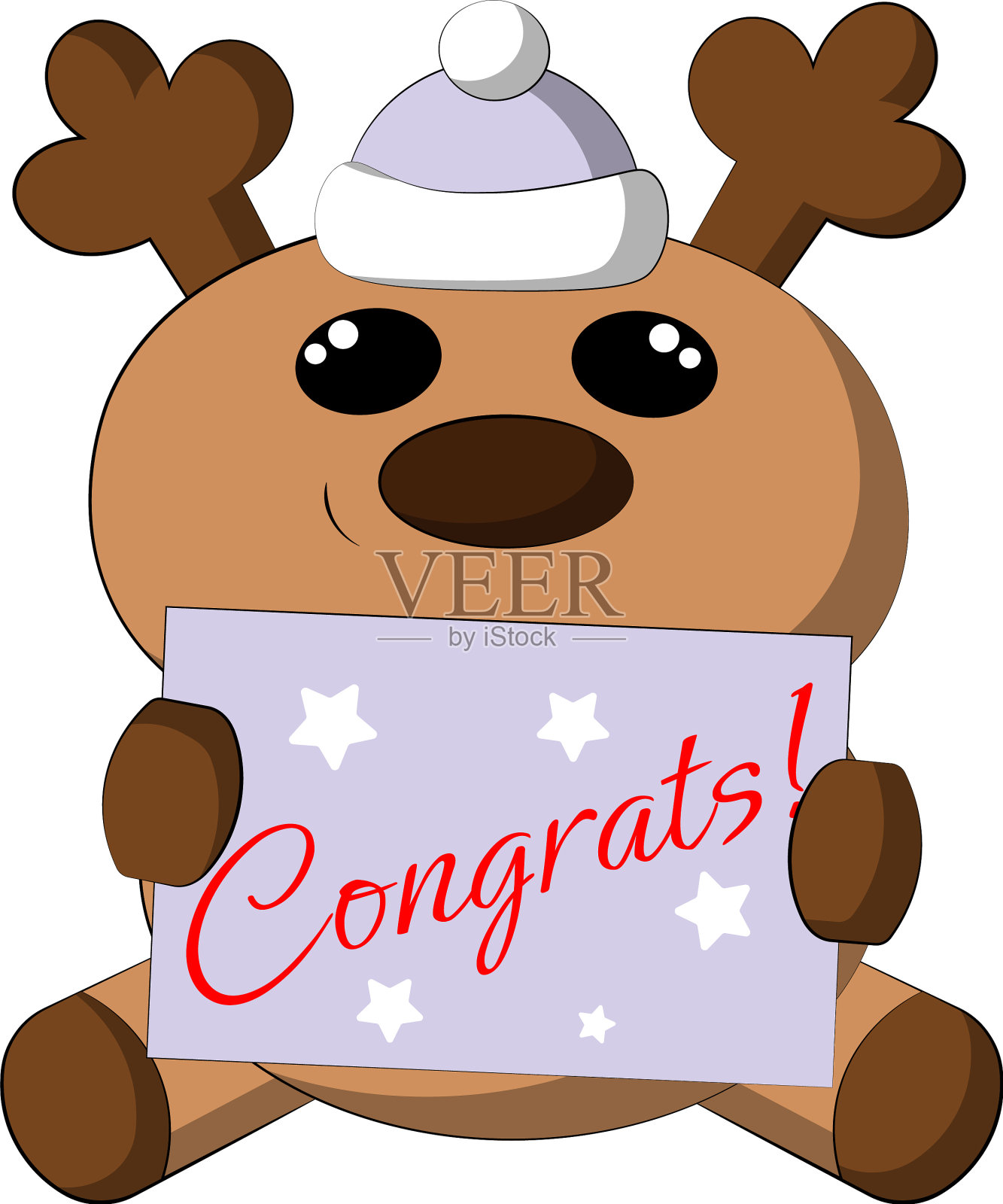 可爱的卡通驯鹿与祝贺抽奖插画图片素材